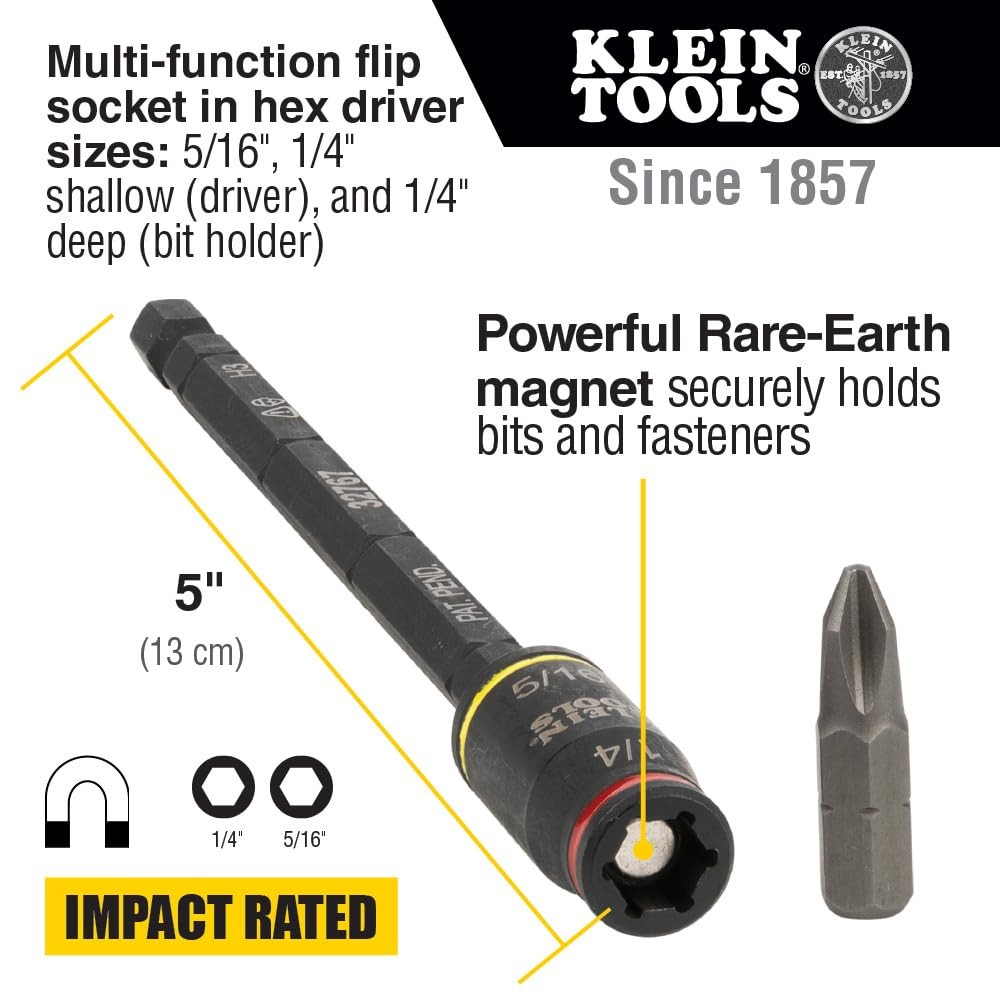 Klein Tools 32767 Impact Driver, SAE 3-in-1 1 Count (Pack of 1), Silver