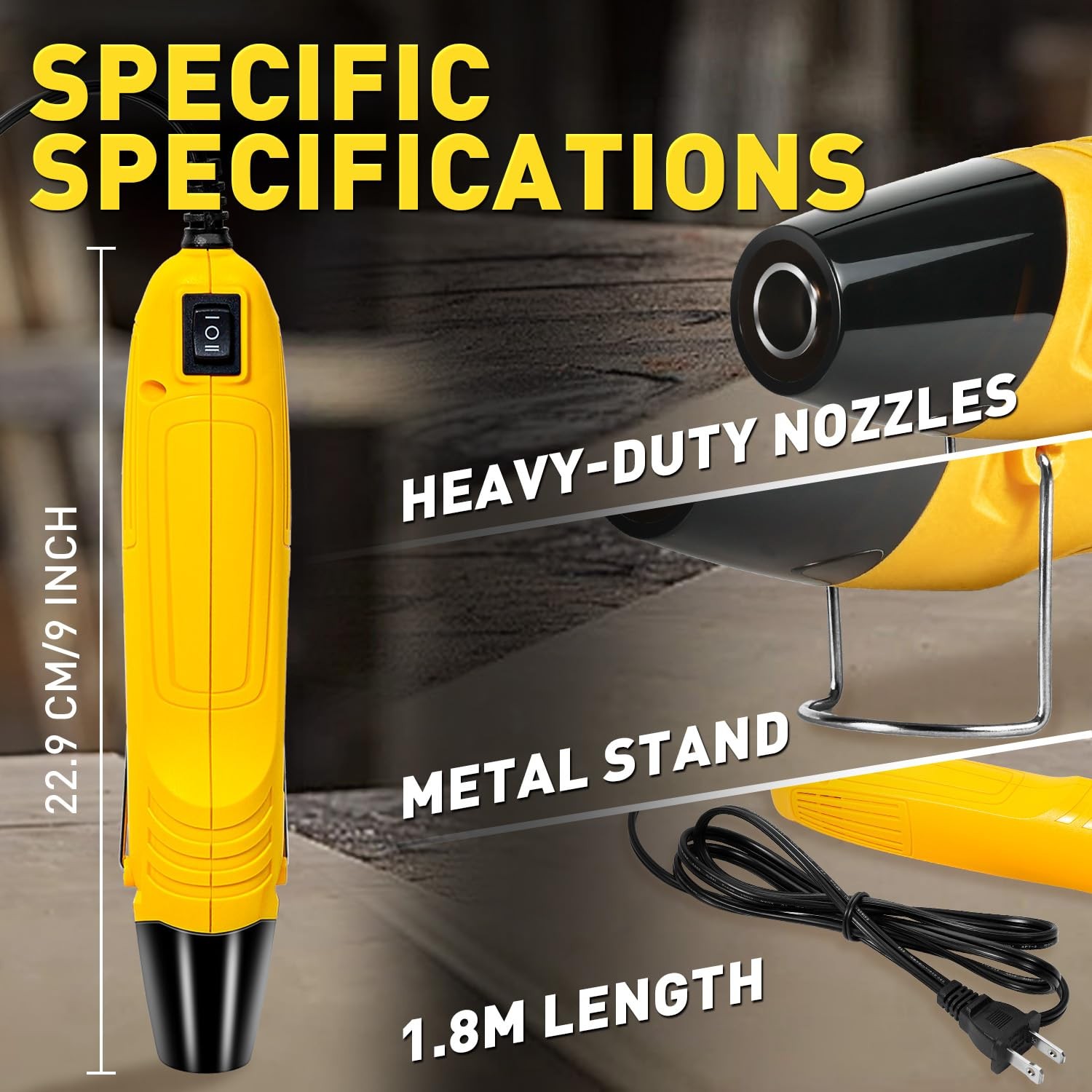 haisstronica Mini Heat Gun 350W, 2 Temp Settings 482°F/752°F (250°C/400°C), H…