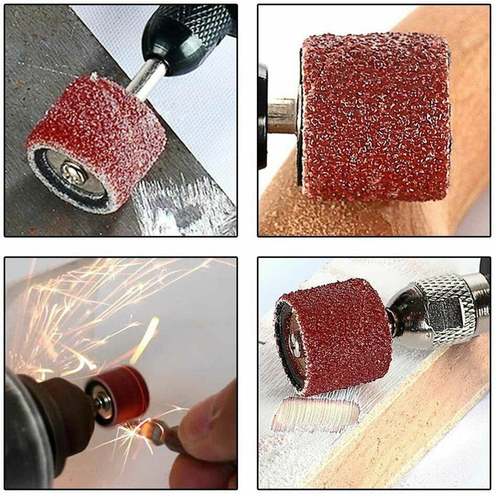 384Pcs Drum Sanding Kit 80# 120# 240# 600# Grit Nail Drill Bits For Dremel Tool