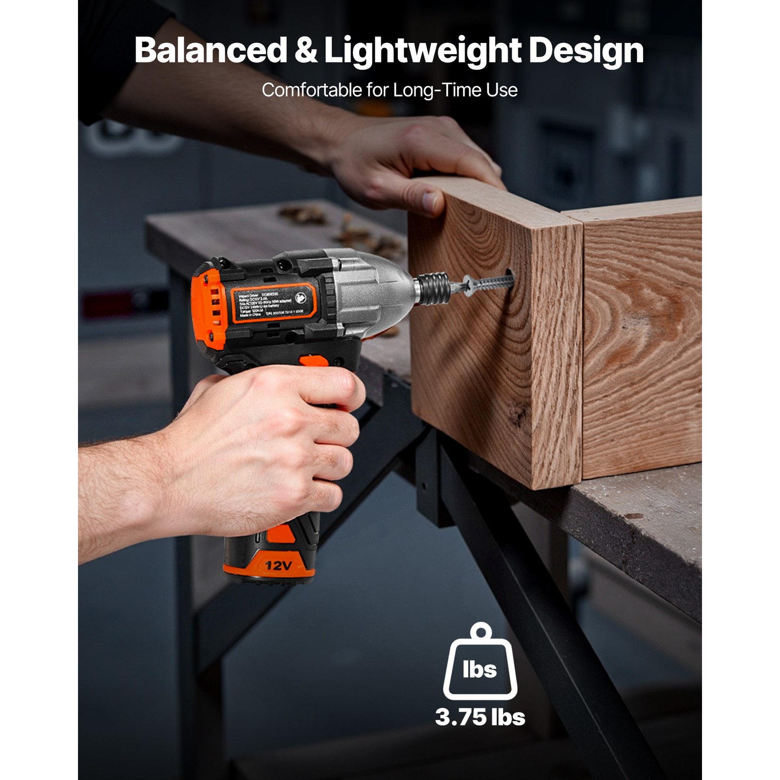 Uimoso Cordless Impact Driver 1/4 In 12V Brushless Motor 3000 RPM