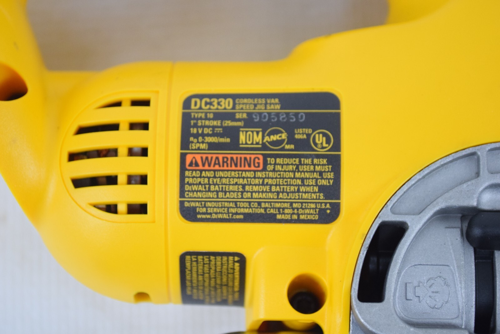 Dewalt DC330 18V XRP Keyless Jigsaw Tool Only