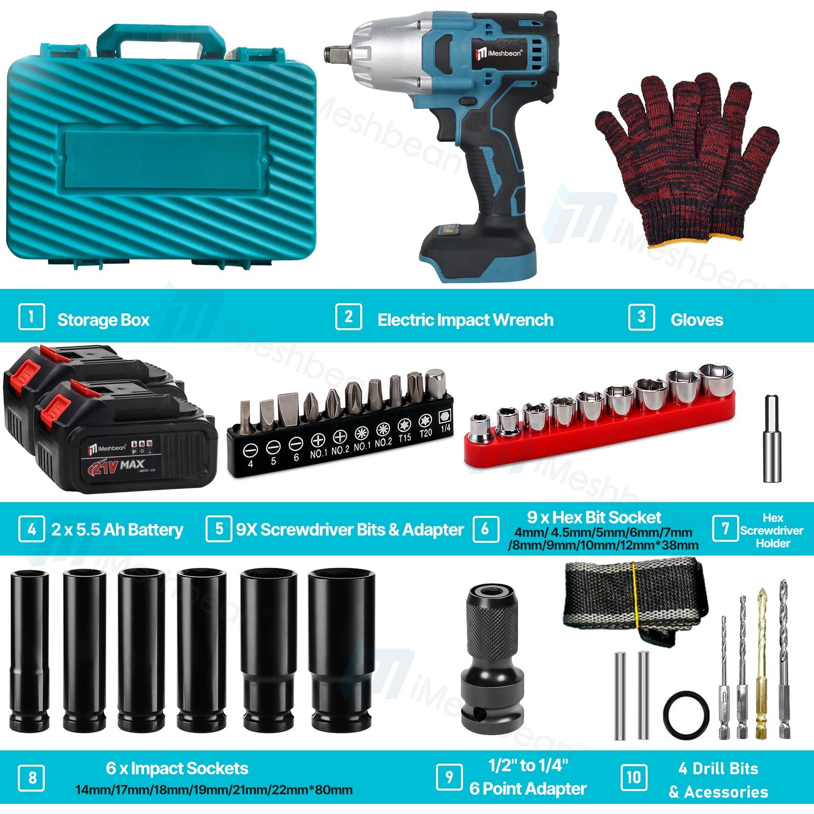 800Nm Cordless Electric Impact Wrench 1/2 » Gun High Power Driver Li-ion Battery