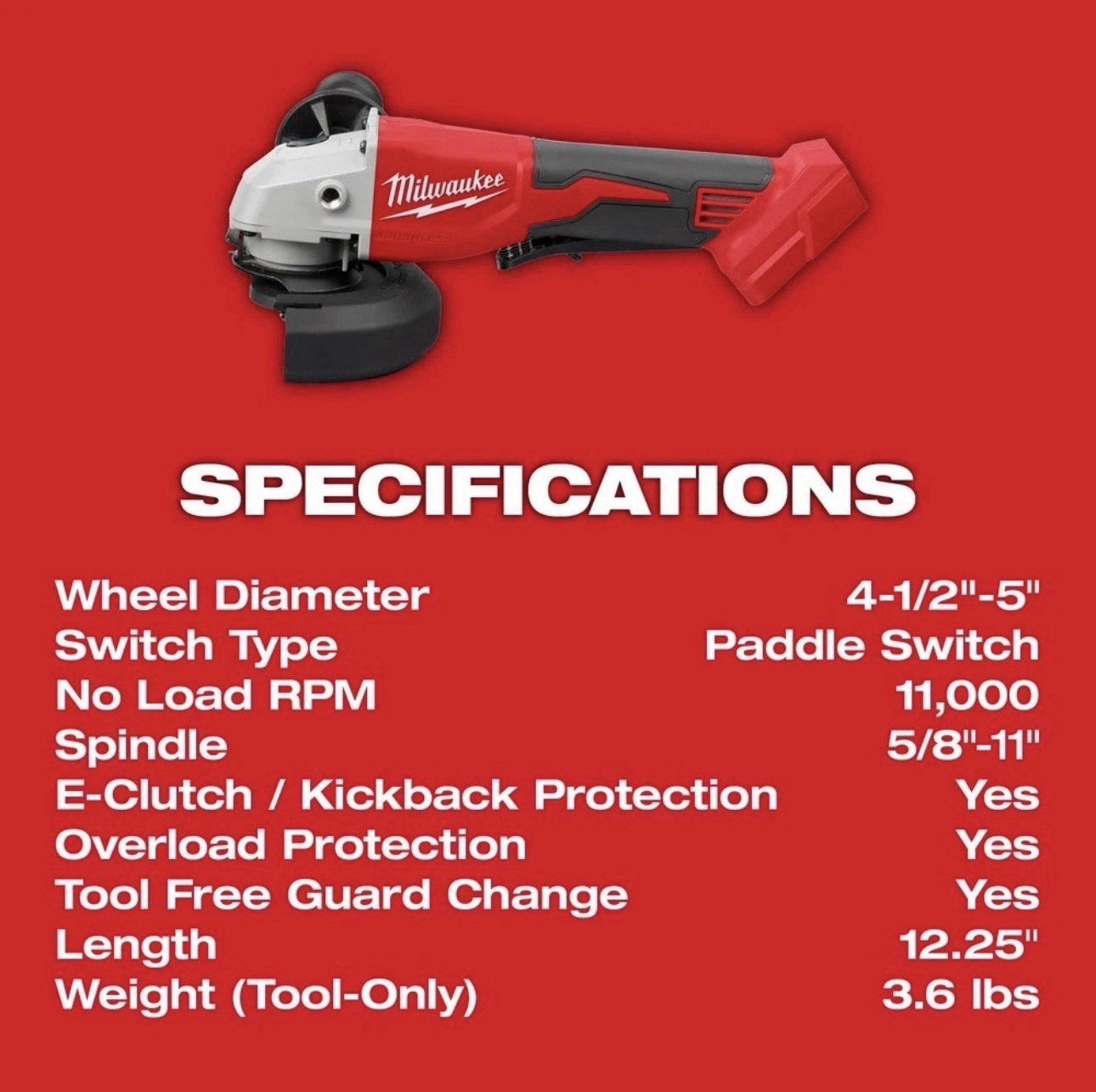 Milwaukee 2686-20 M18 Brushless 4-1/2&Prime; Cut-Off Grinder Tool Only