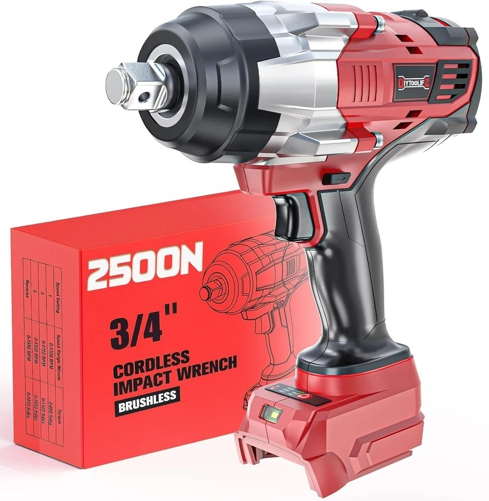 3/4&Prime; Impact Wrench for Milwaukee 18V Battery: 1850Ft-Lbs(2500N.M) High Torque Im