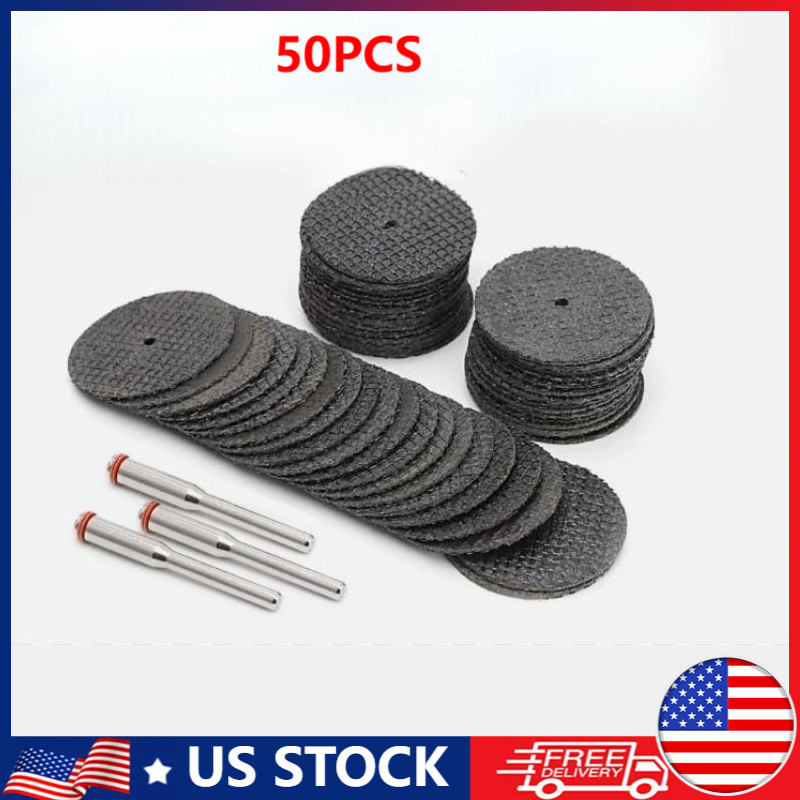 50PCS Fiberglass Reinforced Dremel Cut Off 1/8&Prime; Wheel Rotary Discs +3pc Mandrel