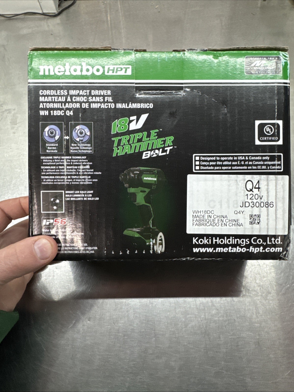 Metabo HPT WH18DC 18V MultiVolt™ Triple Hammer BOLT Impact Driver Tool Only