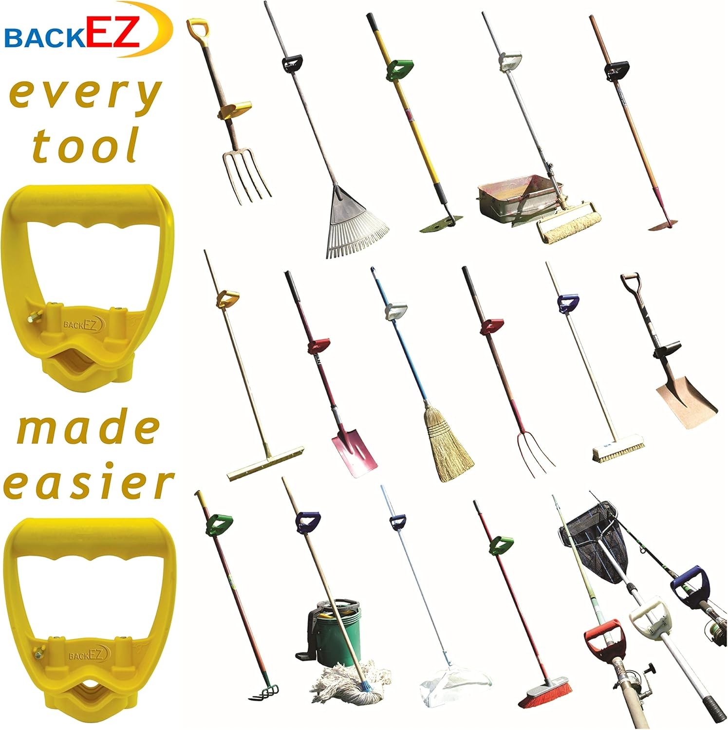 Back-Saving Tool Handle Labor-Saving Ergonomic Shovel or Rake Yellow