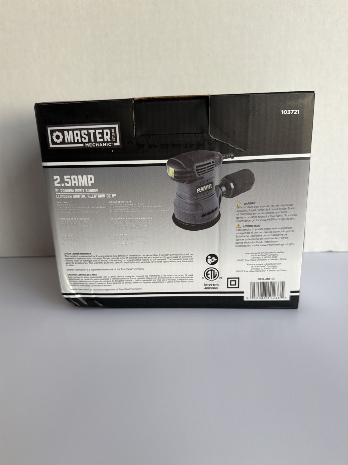 Master Mechanic 5 Inch Random Orbit Sander with Coarse Grit Type and Dust Bag