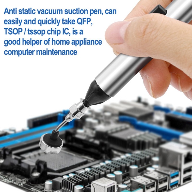 IC Tweezers Pick Up Tool Vacuum Sucking Pen Suction Remover with 3 Headers