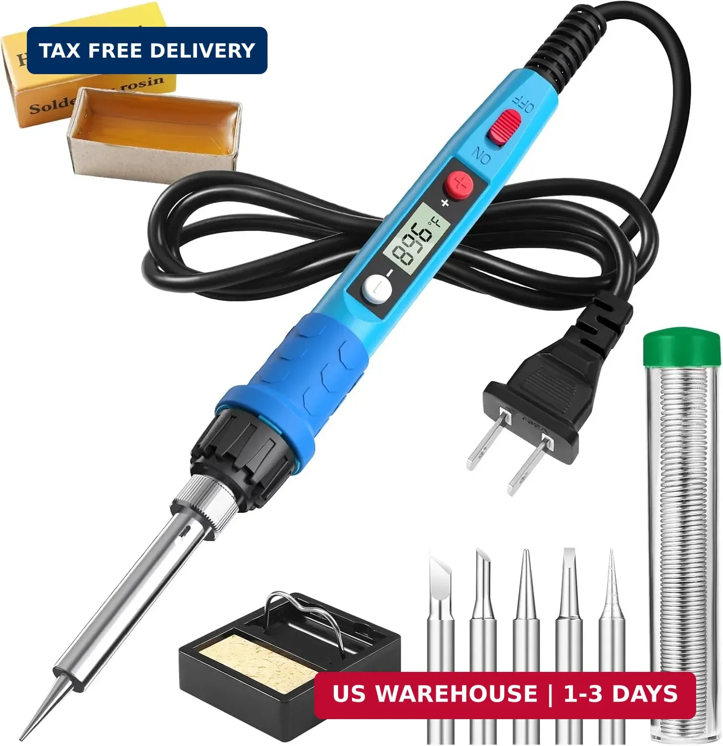 Soldering Iron Kit 80W LCD Digital with Tips Stand Flux Wire for Jewelry Elec…