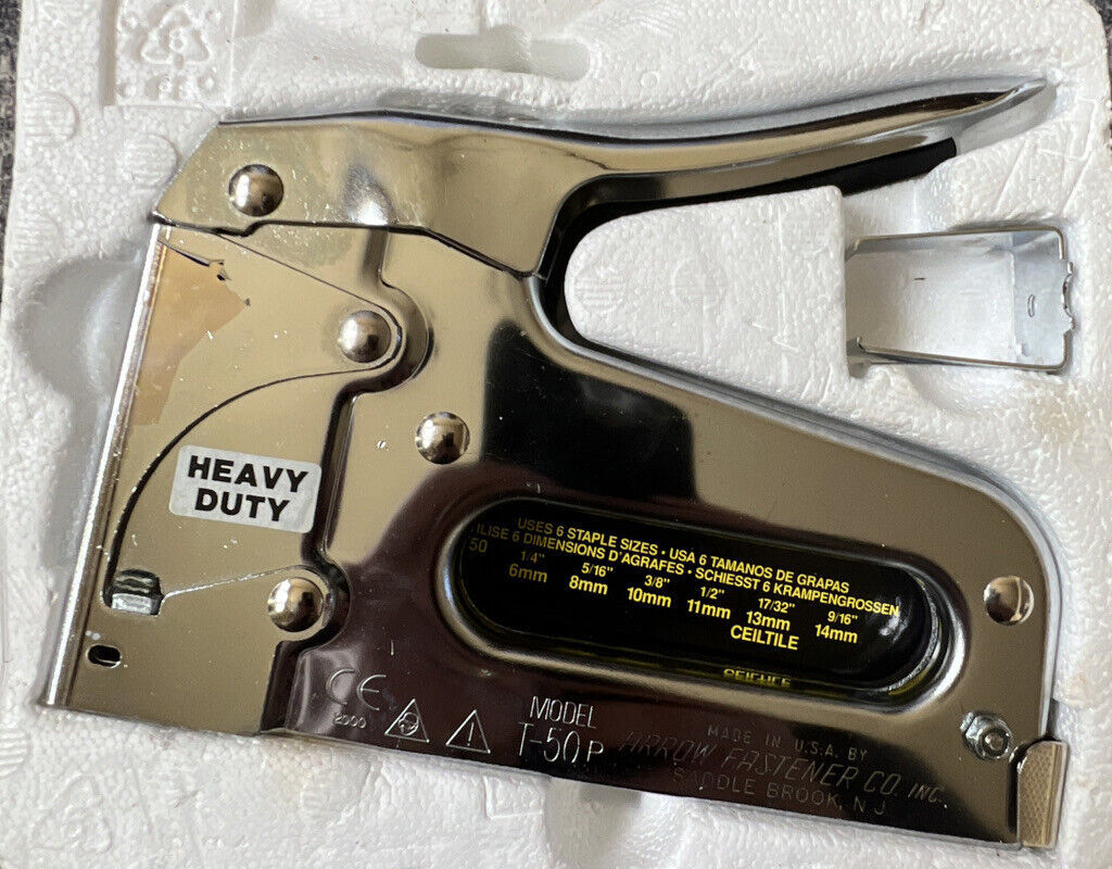Arrow T50 Heavy Duty Staple Gun Kit, All Chrome Steel Stapler,