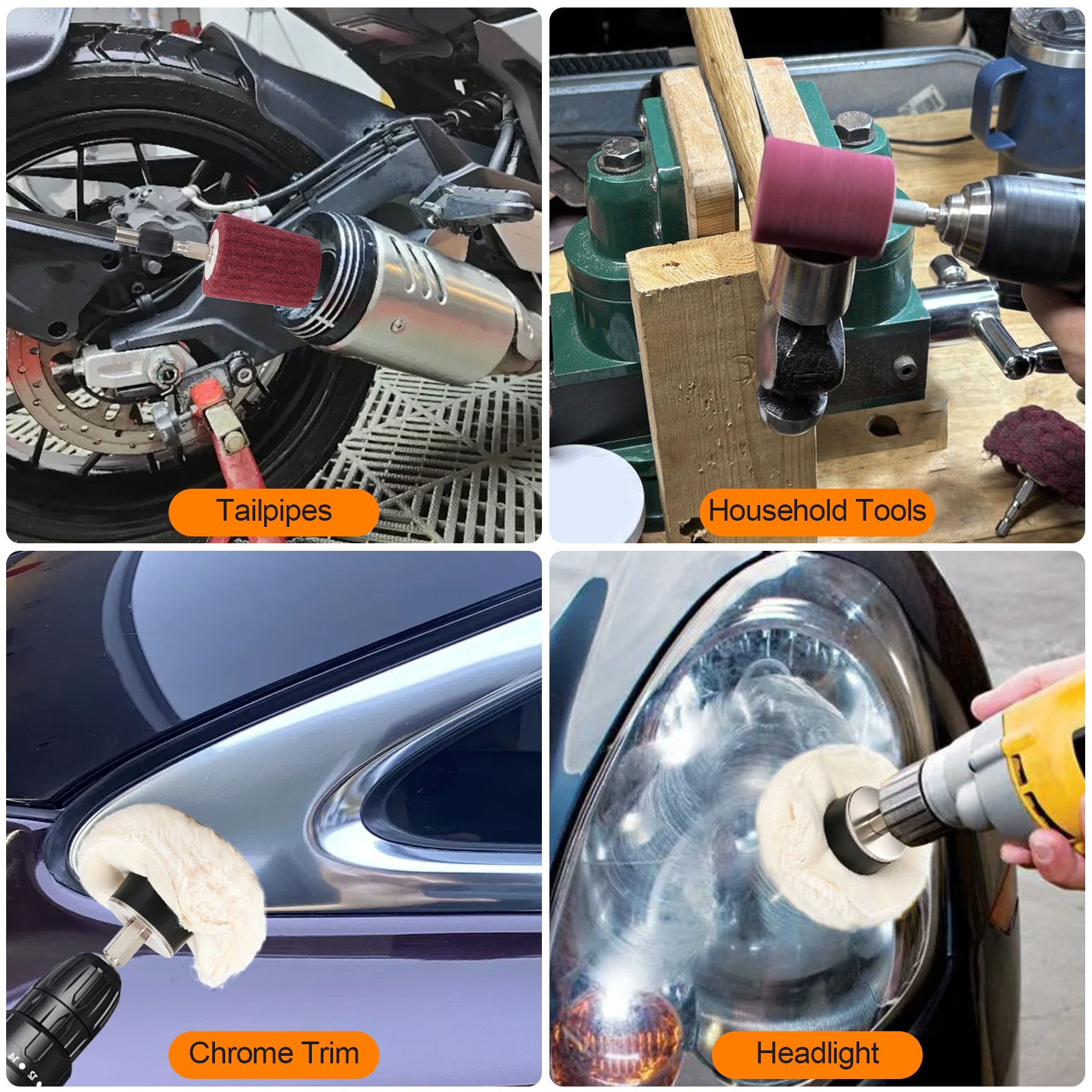6 PCS Car Buffing Polishing Pad Wheels Kit for 1/4&Prime; Hex Shank for Drill Adapter