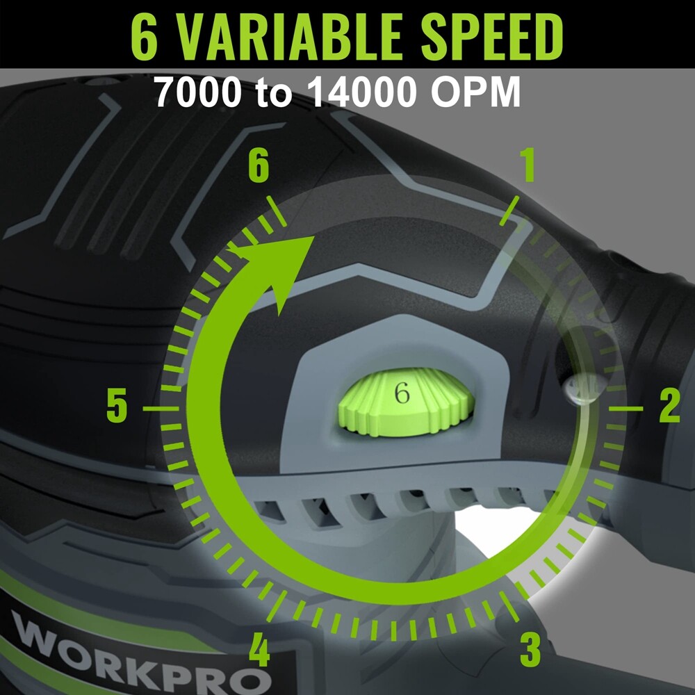 WORKPRO 5&Prime; Random Orbit Sander 6 Variable Speeds Sander 7000 to 14000 RPM 2.5Amp