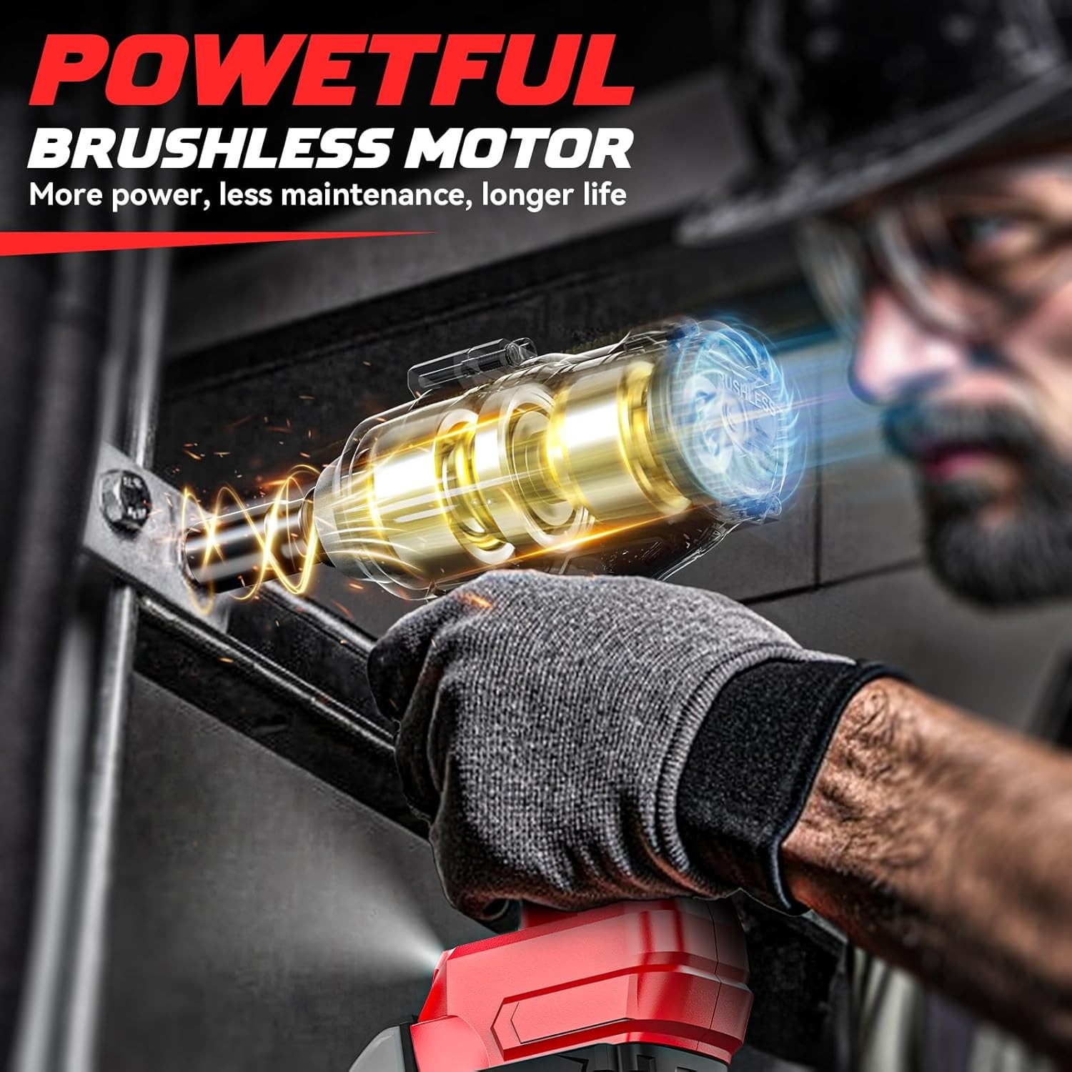Cordless Impact Wrench 1/2&Prime; Compatible with Milwaukee 18V Battery, 750 Ft-Lbs Hi