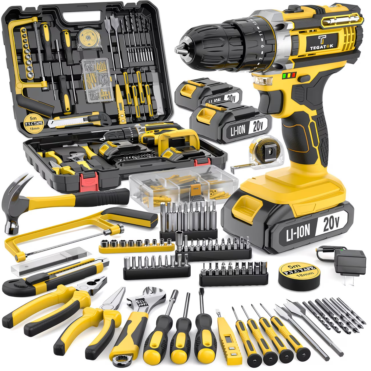 20VCordless Impact Drill Kit with 20 Plus 3 Torque Settings 45Nm Max Torque