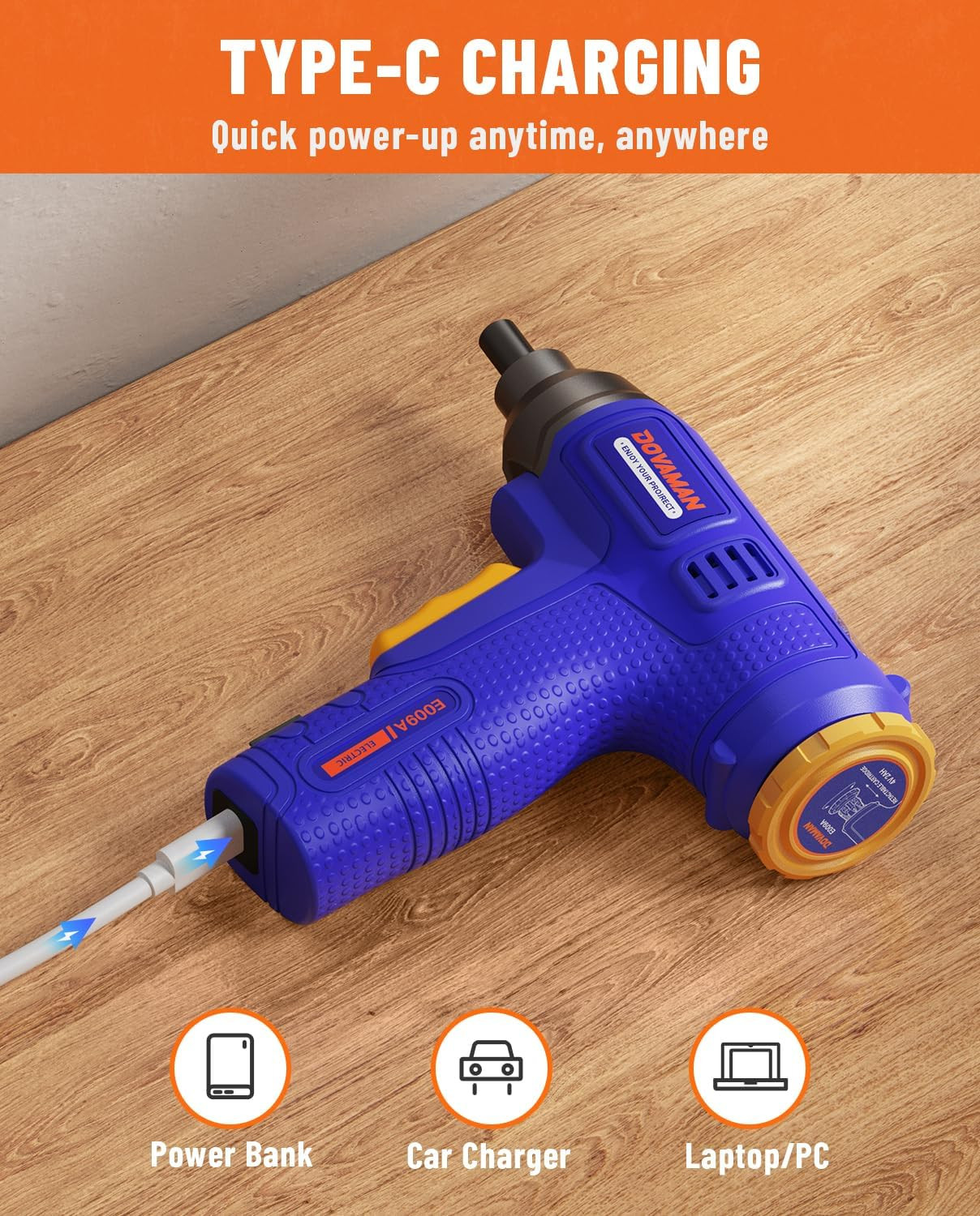 6NM 4V Rechargeable Cordless Electric Screwdriver with Built-In Bit Storage,7 Bi