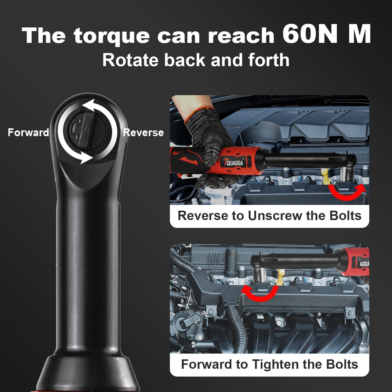 3/8&Prime; Cordless Electric Ratchet Wrench Set, 18V Power Ratchet Tool Kit with 2 Pac