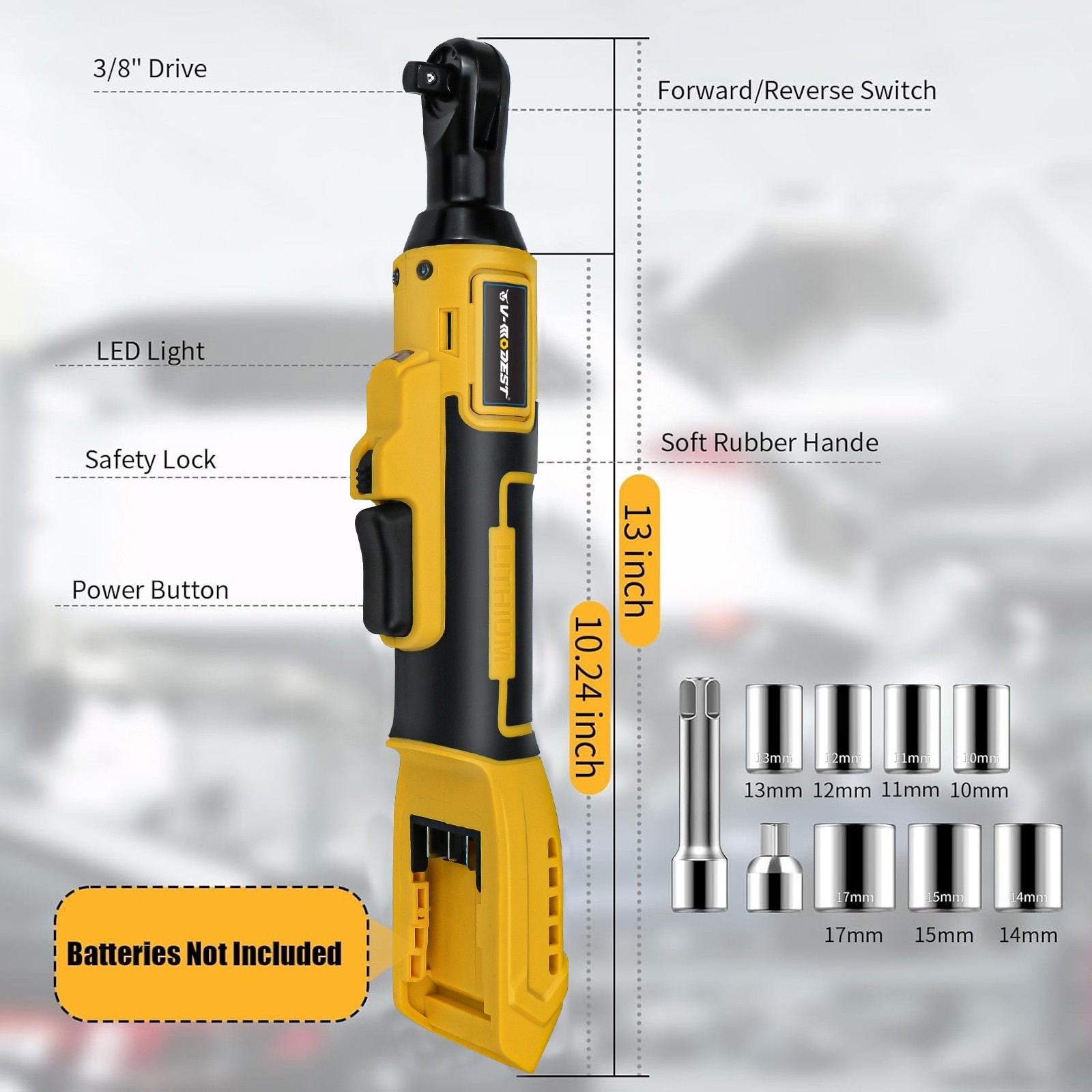 Electric Cordless Ratchet Wrench Set 3/8&Prime; Compatible For DEWALT 20V MAX Battery