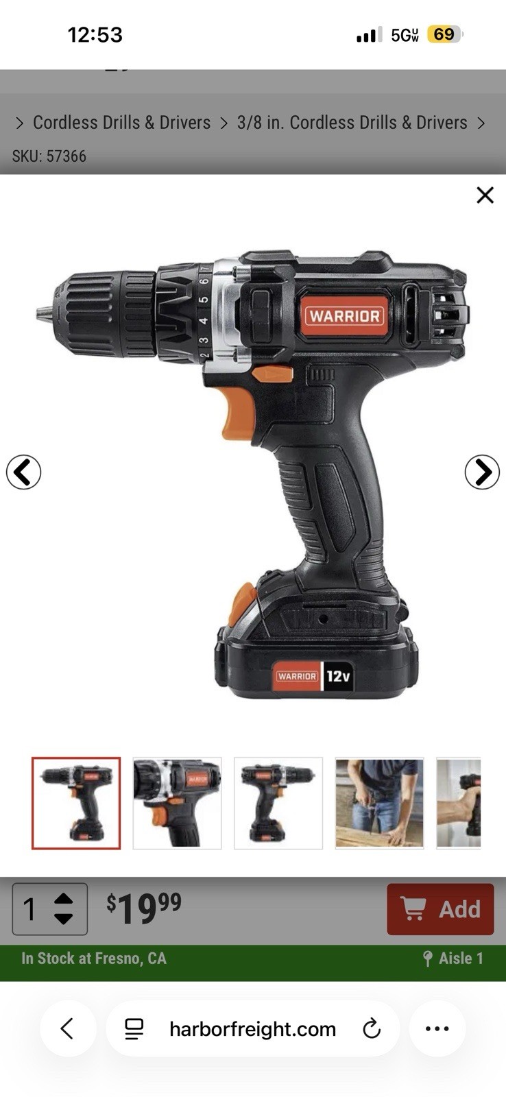 Warrior 12V Lithium 3/8” Cordless Drill/Driver Kit – New in Box