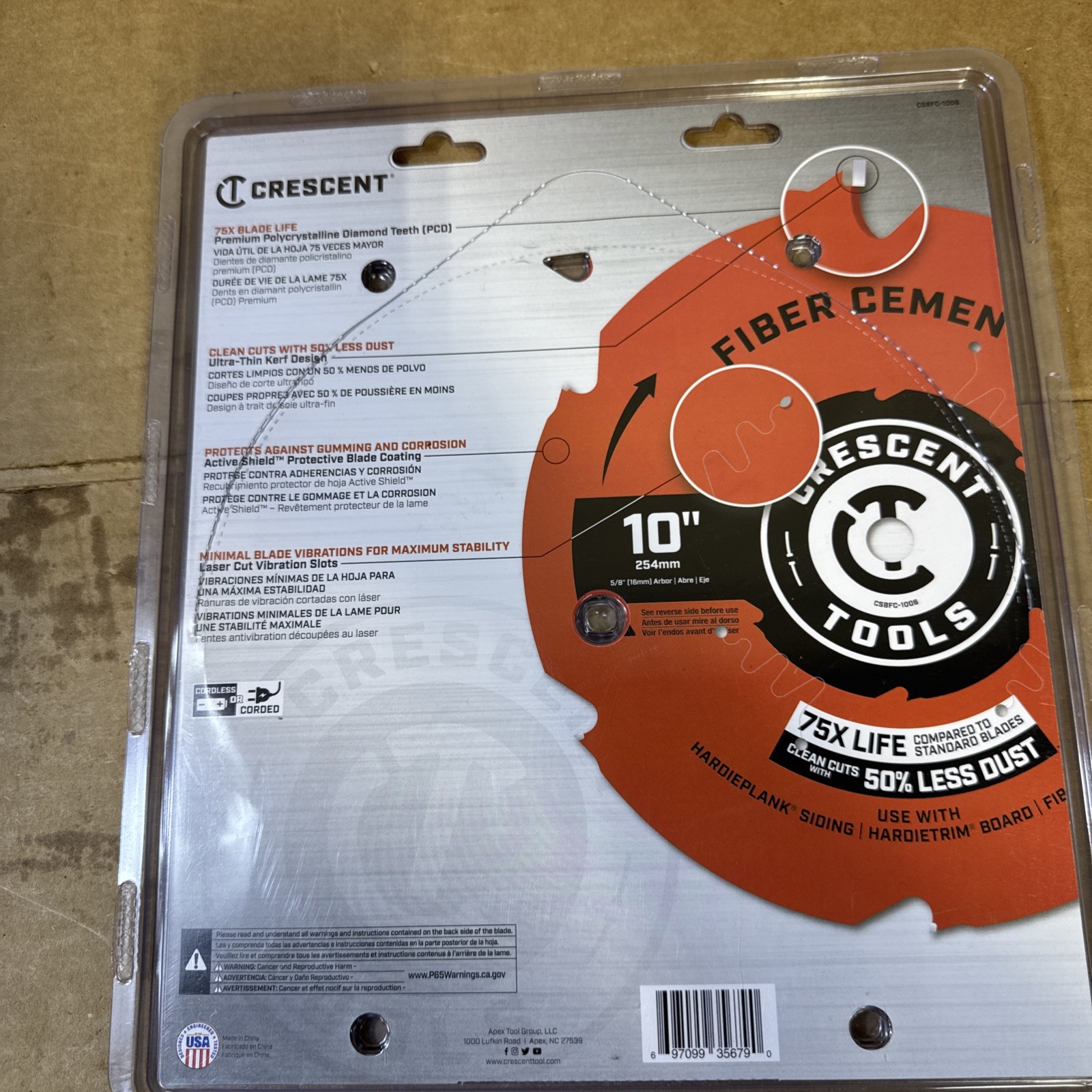 Crescent 10&Prime; x 6-Tooth Fiber Cement Circular Saw Blade – CSBFC-1006 K