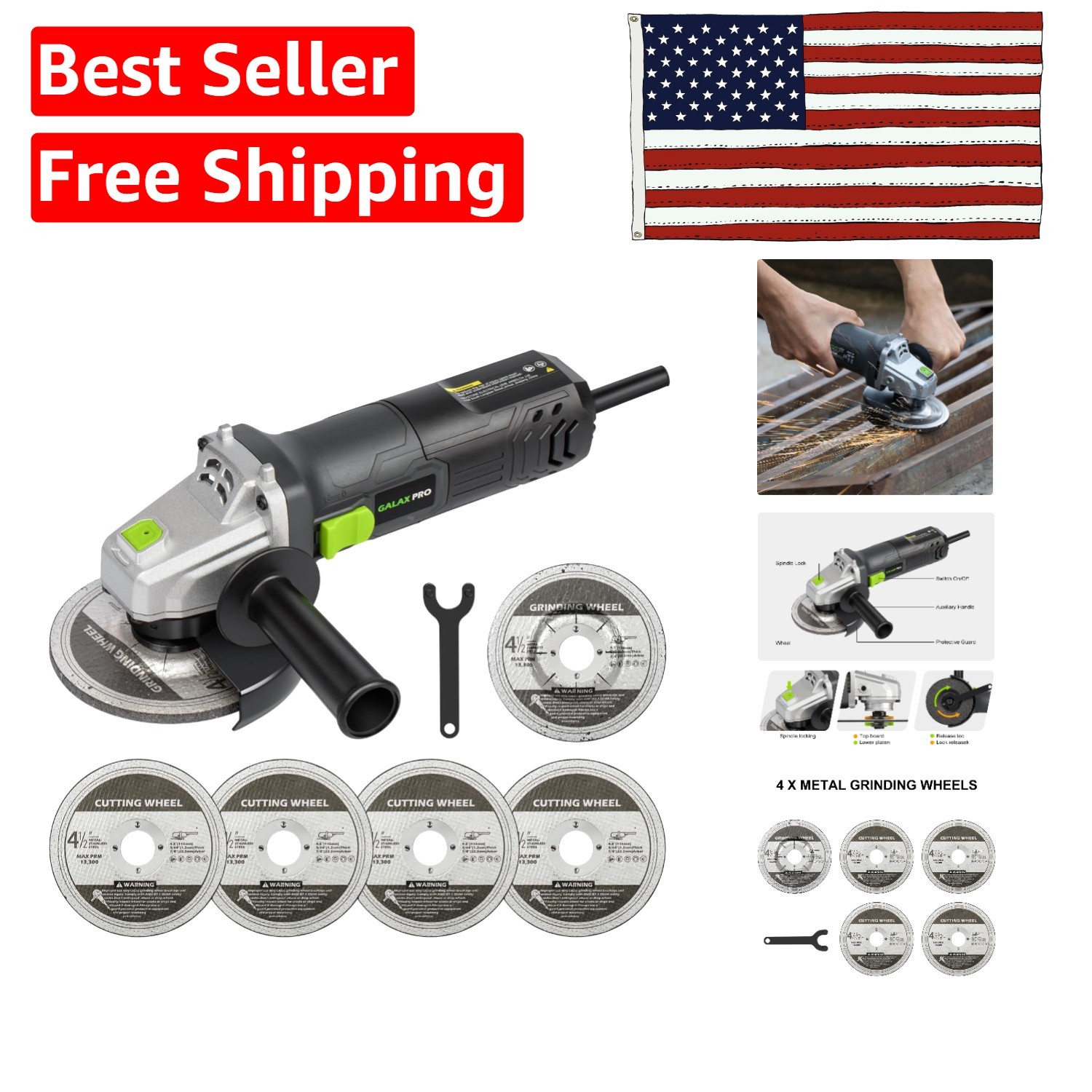 User-Friendly 520W Electric Angle Grinder with Safety Features & Comfort Handle
