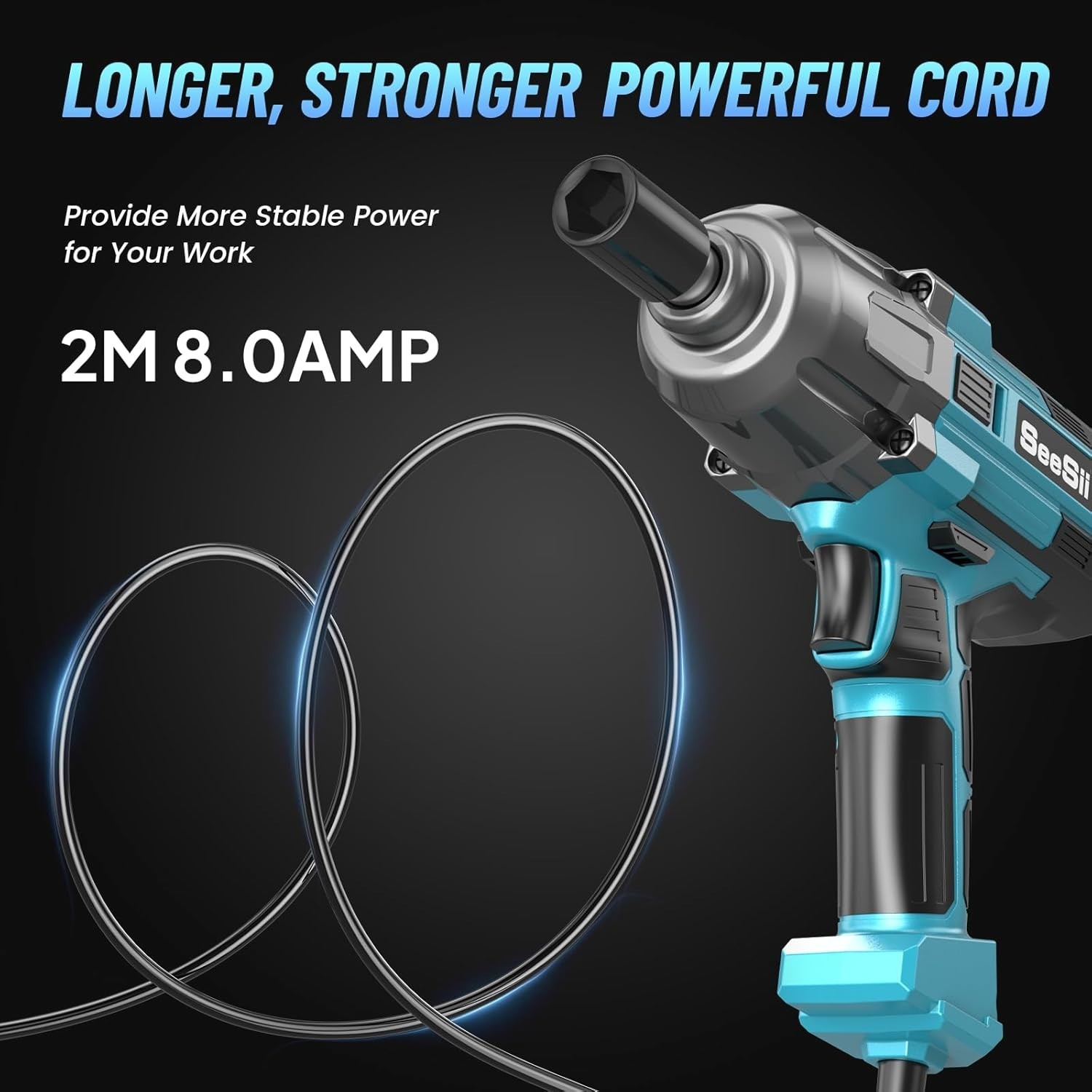 Electric Impact Wrench Corded, 368Ft-Lbs(500N.M) Torque 1/2 Inch Impact Gun with