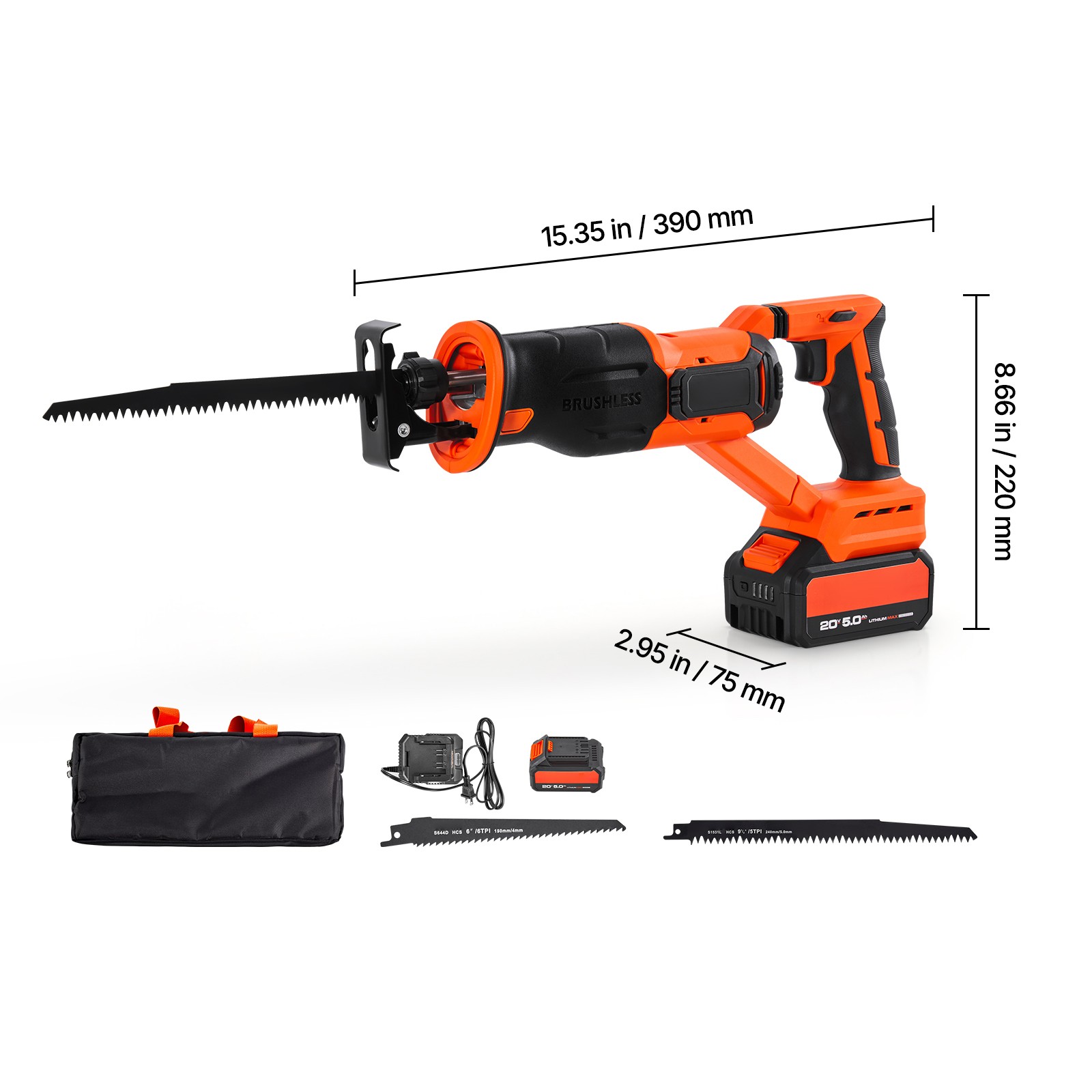 Uimoso 20V Brushless Cordless Electric Reciprocating Saw 3000 SPM Cutting Speed