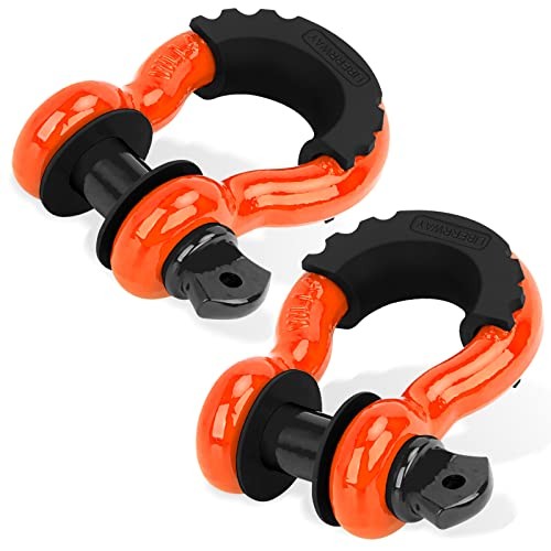 Shackles 3/4&Prime; (2 Pack) D Ring Shackle Rugged Off Road Shackles 28.5 Ton Orange
