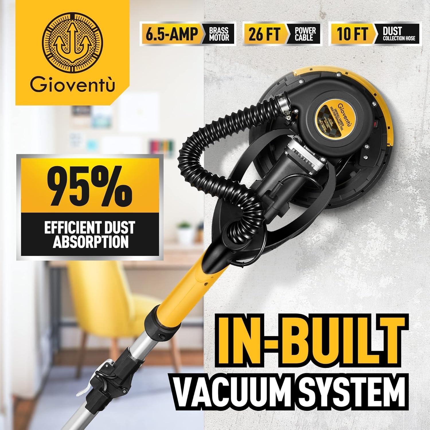Drywall Sander, 780W Powerful Electric Drywall Sander with Vacuum Attachment,…