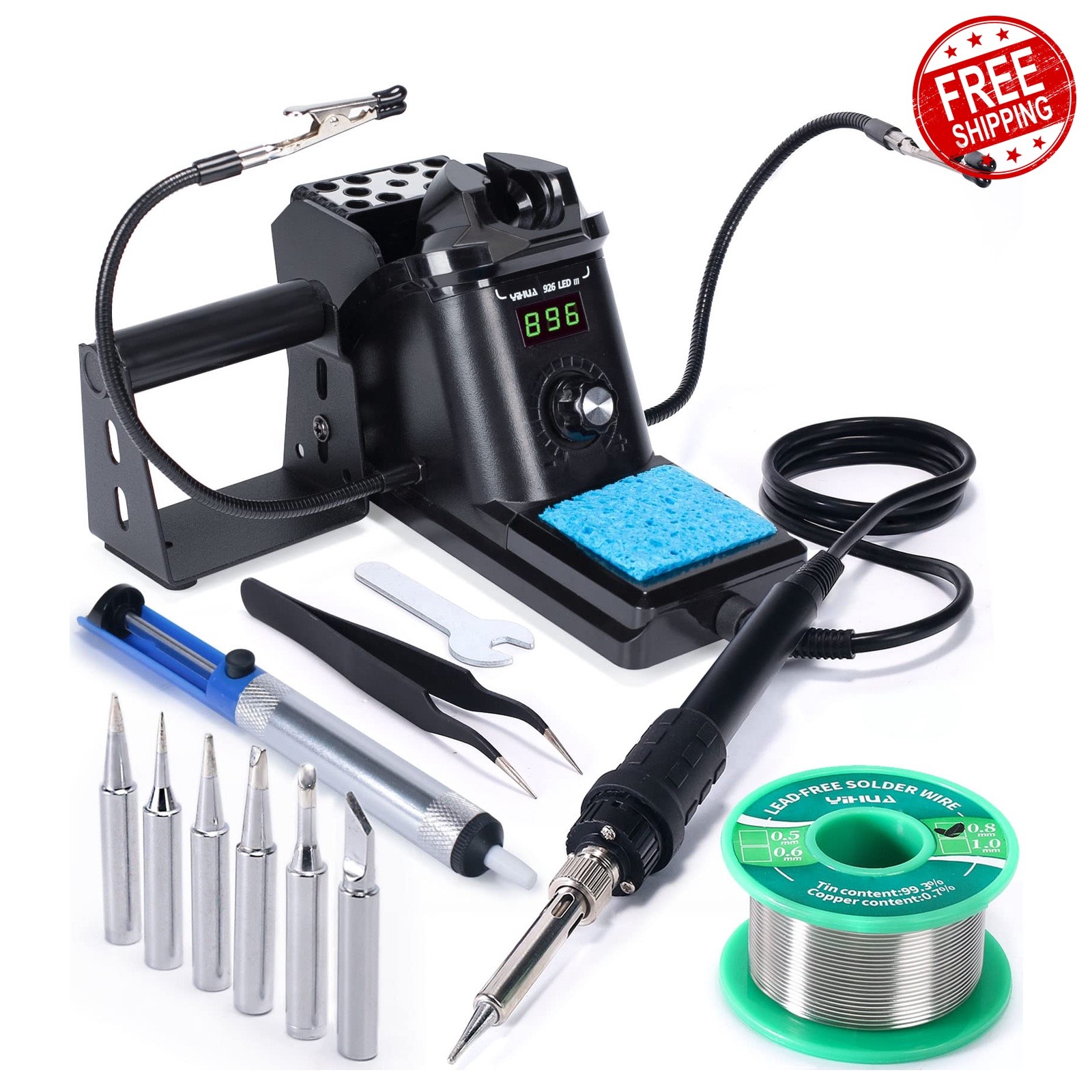 YIHUA 926 III 60W Soldering Iron Station Kit Black 2 Helping Hands