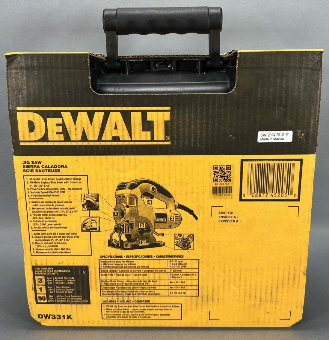 Dewalt 6.5 Amp Corded Variable Speed Jig Saw Kit BNIB – DW331K