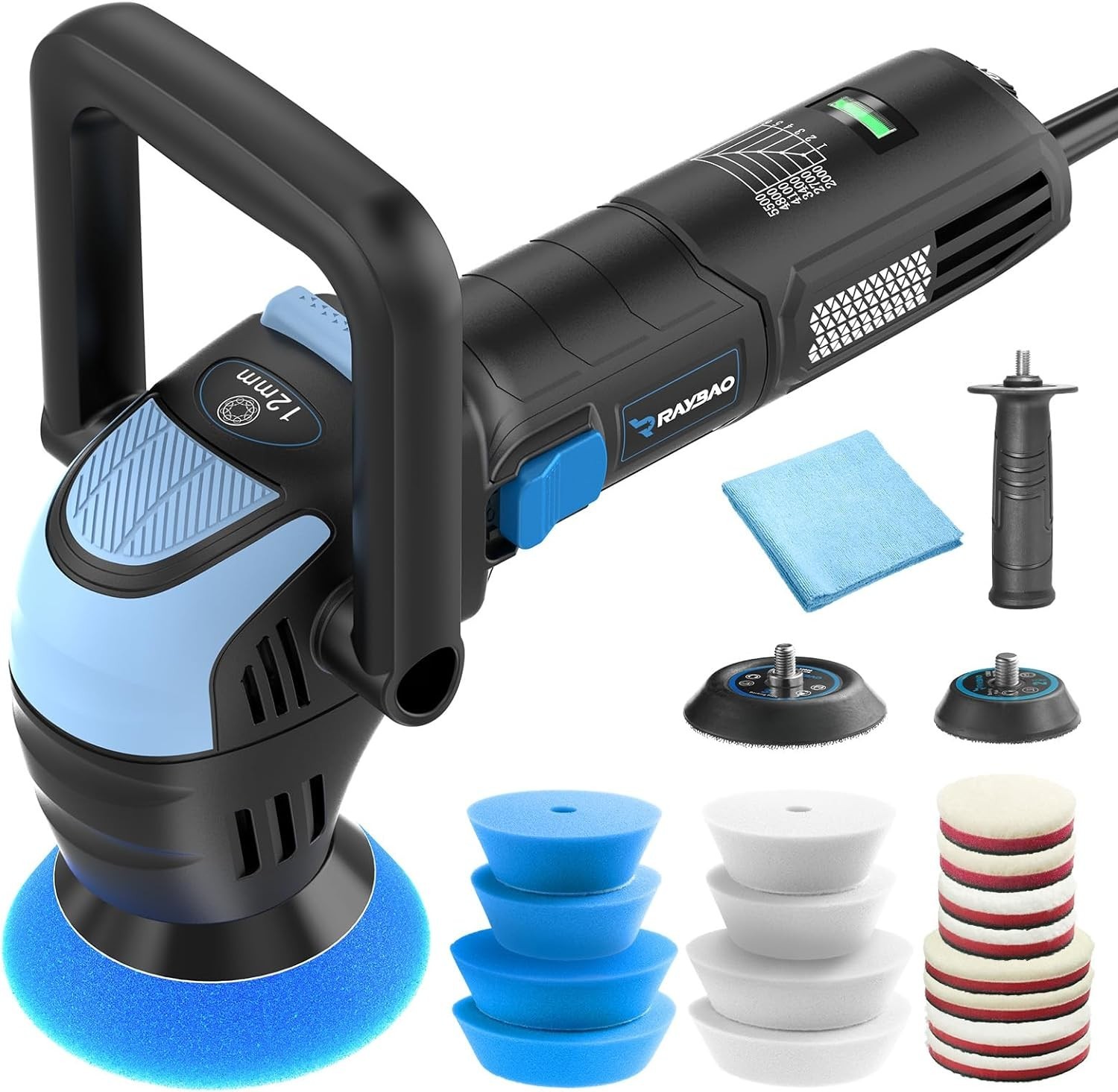 Mini Polisher, 2inch/ 3inch 750W Car Buffer with 12mm Random Orbital-Improve
