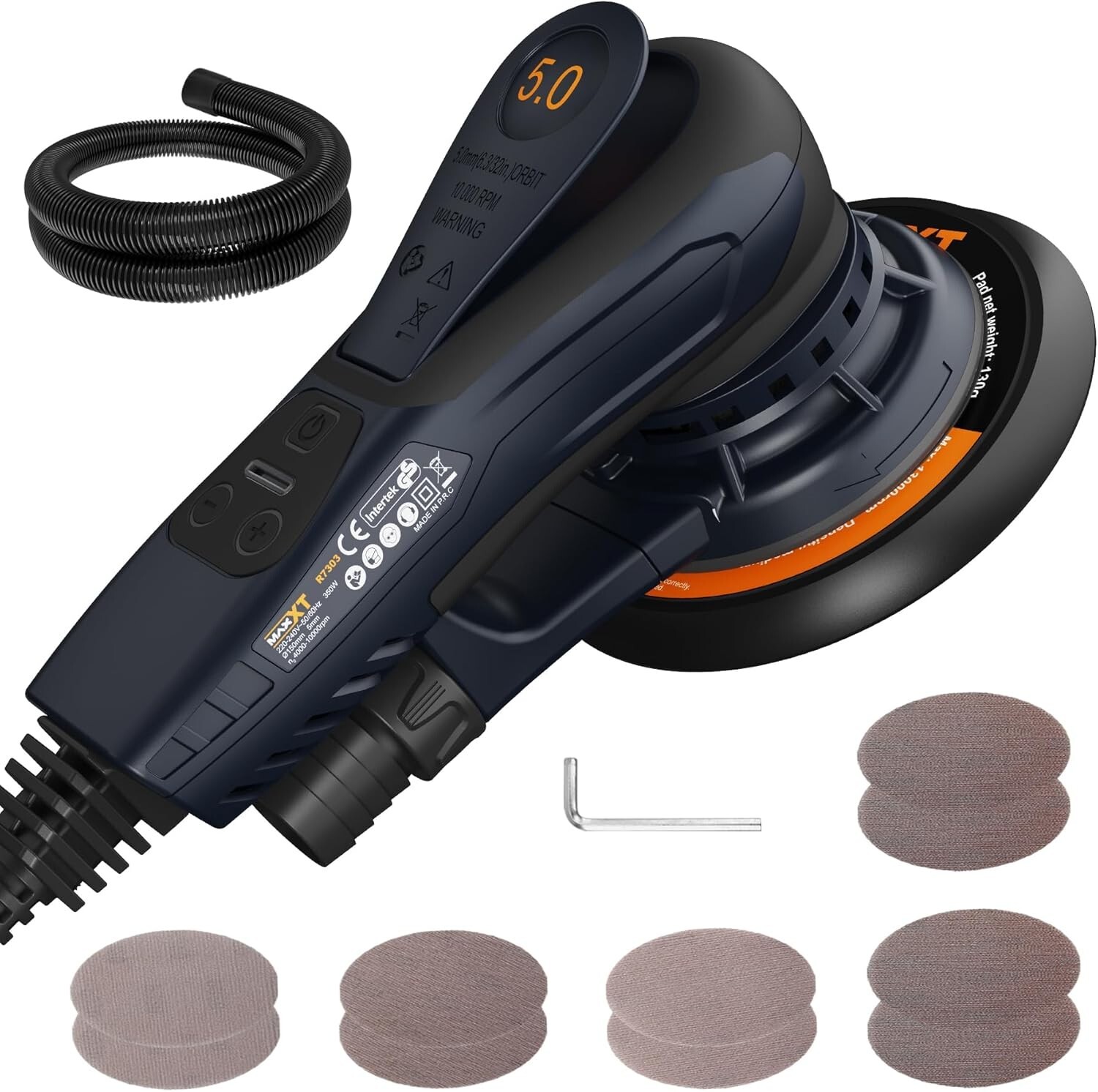 MAXXT Brushless Random Orbital Sander 350W Variable Speed 150mm (6&Prime;) 5.0MM Orbit
