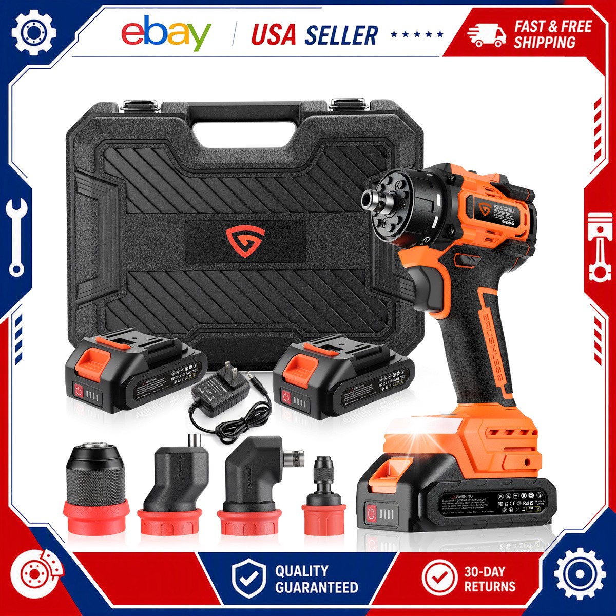 Electric Impact Wrench Dual-speed Variable 6.35 mm Angle Attachment Sockets.
