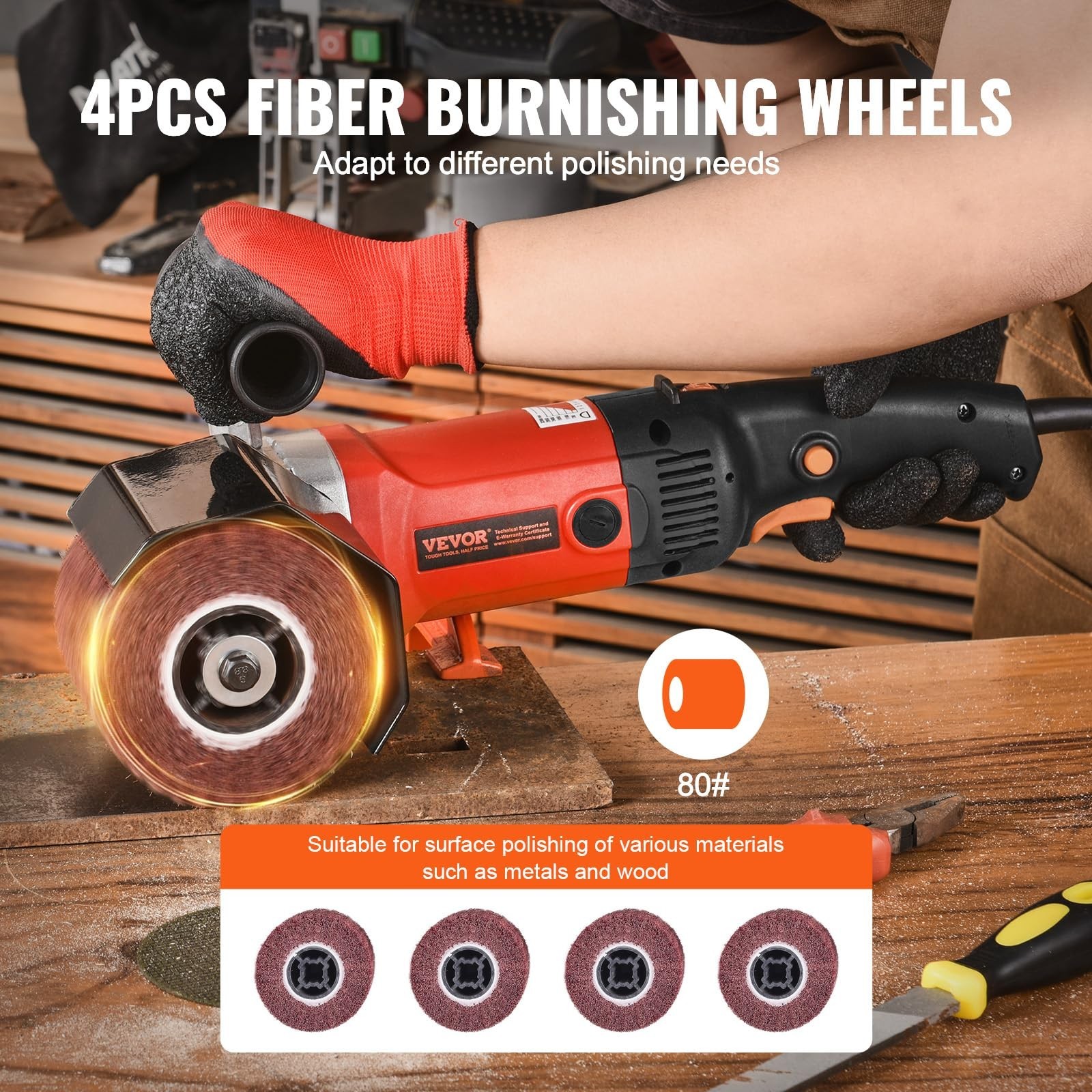 1200W Handheld Polishing Machine – 6 Speed Surface Conditioning Tool + 4 Wheels