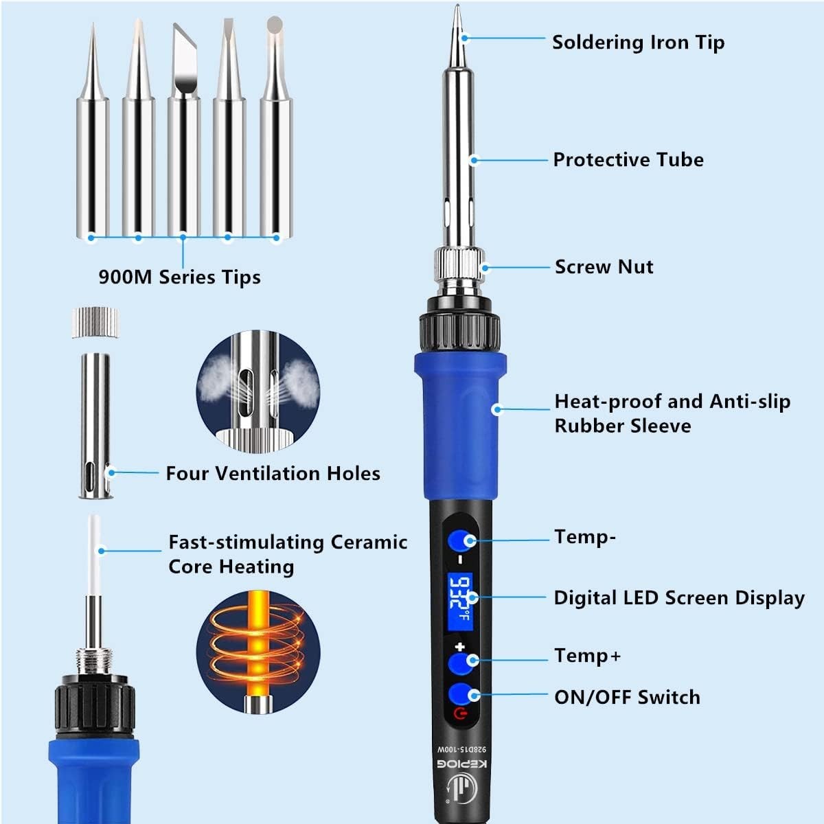 Soldering Iron Kit, 100W High-Power LCD Digital Soldering Iron, Circuit Board…