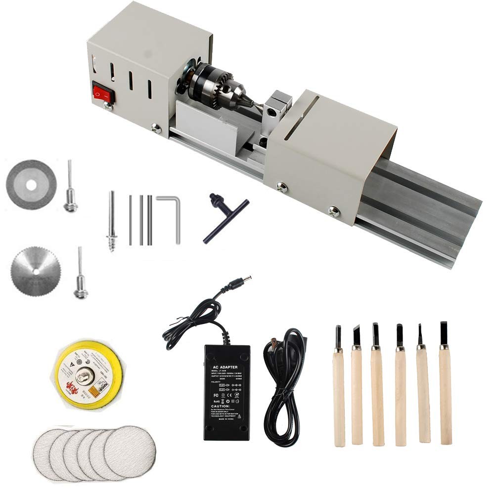 Mini Lathe Machine 12V-24VDC 96W Mini Wood Lathe Milling for DIY Woodworking …