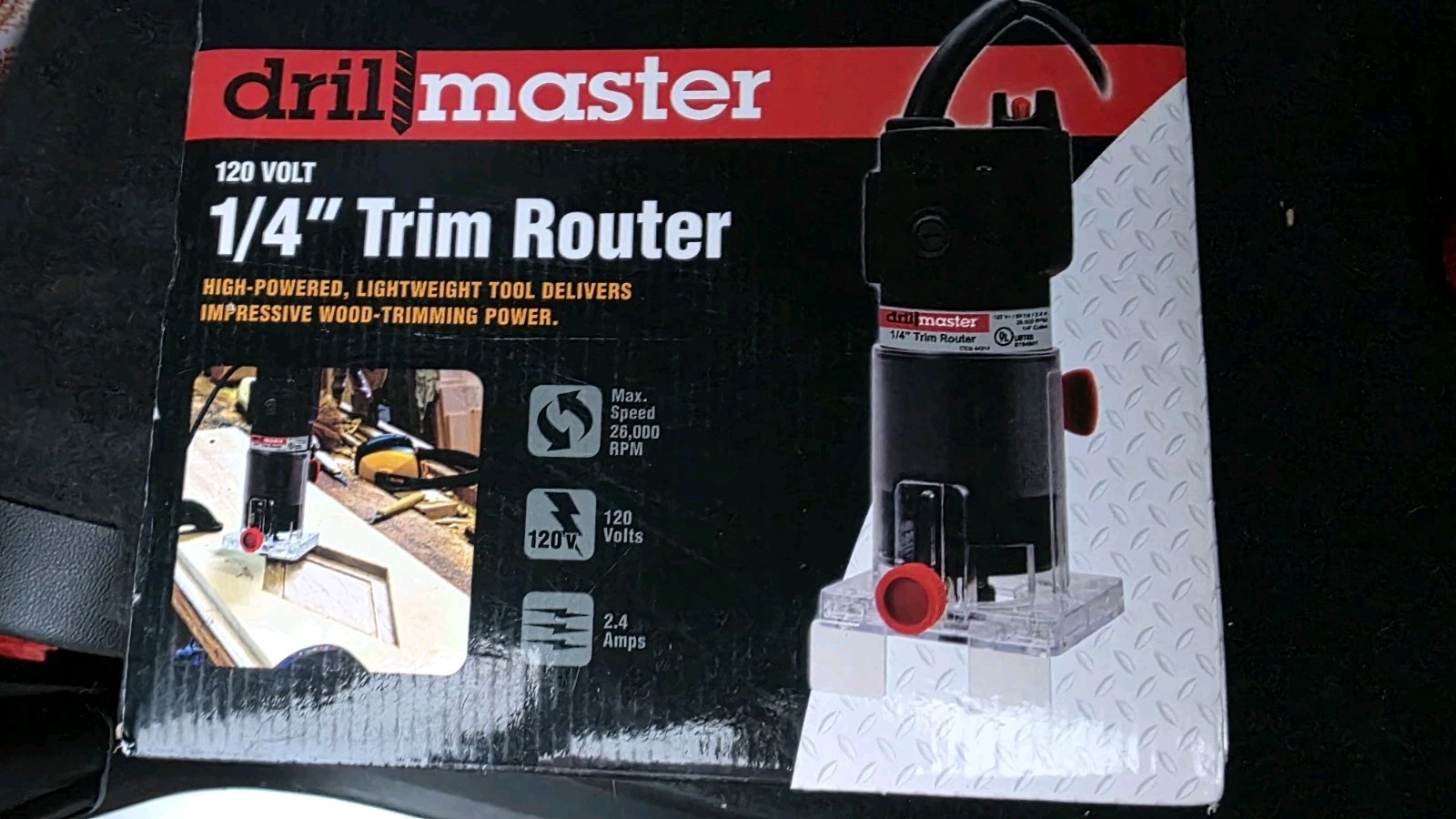 Drill Master 1/4&Prime; Trim Router 120V Corded Electric Black Model 44914