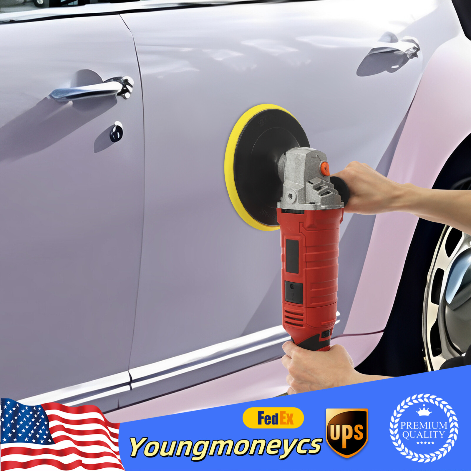 110V 50/60Hz 65dB Modern Car Polishing Machine Set With 7 Variable Speeds Red US
