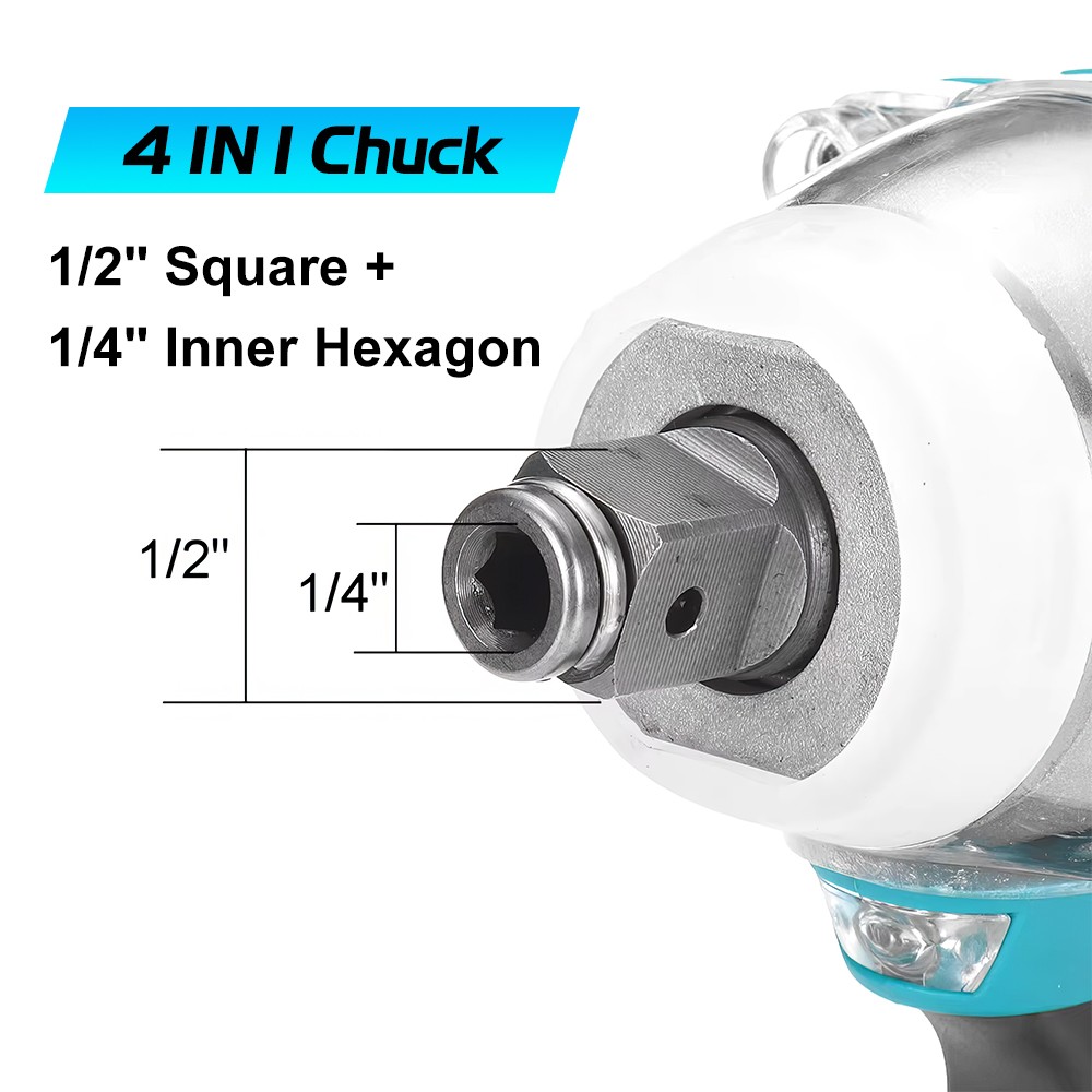 700Nm Cordless Impact Wrench Gun 1/2 » Brushless High Power Driver W/2*Battery