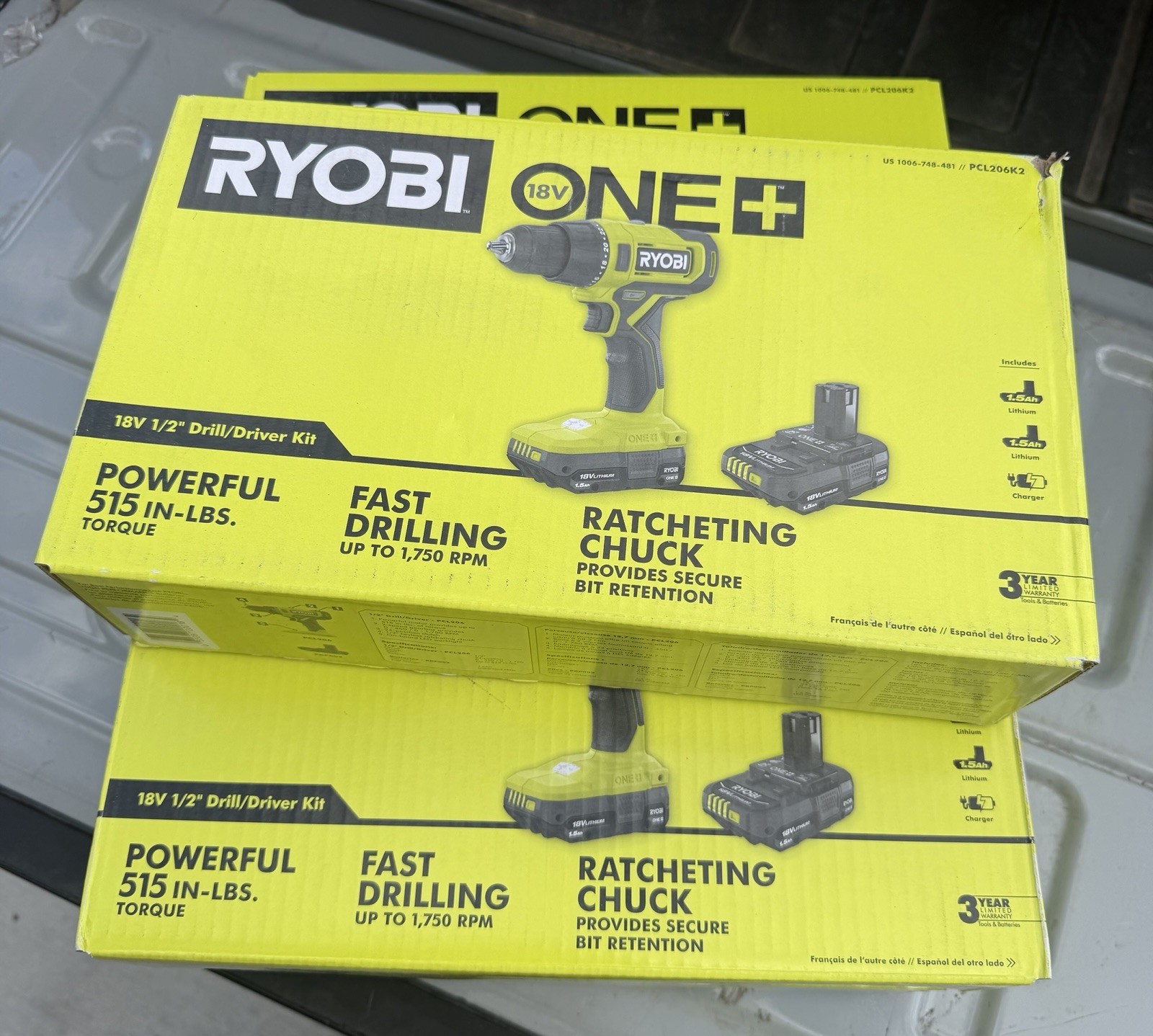 Ryobi ONE+ 18V Cordless 1/2 in. Drill/Driver Kit Compact 2 Batteries and Charge