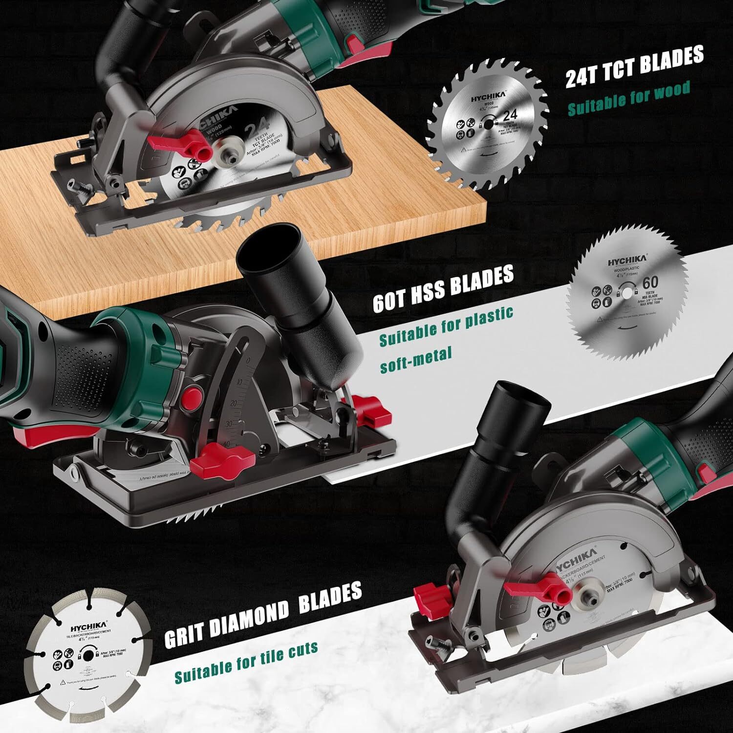 Compact Mini Circular Saw Corded Electric Hand Saw with 3 Blades For Wood, Metal
