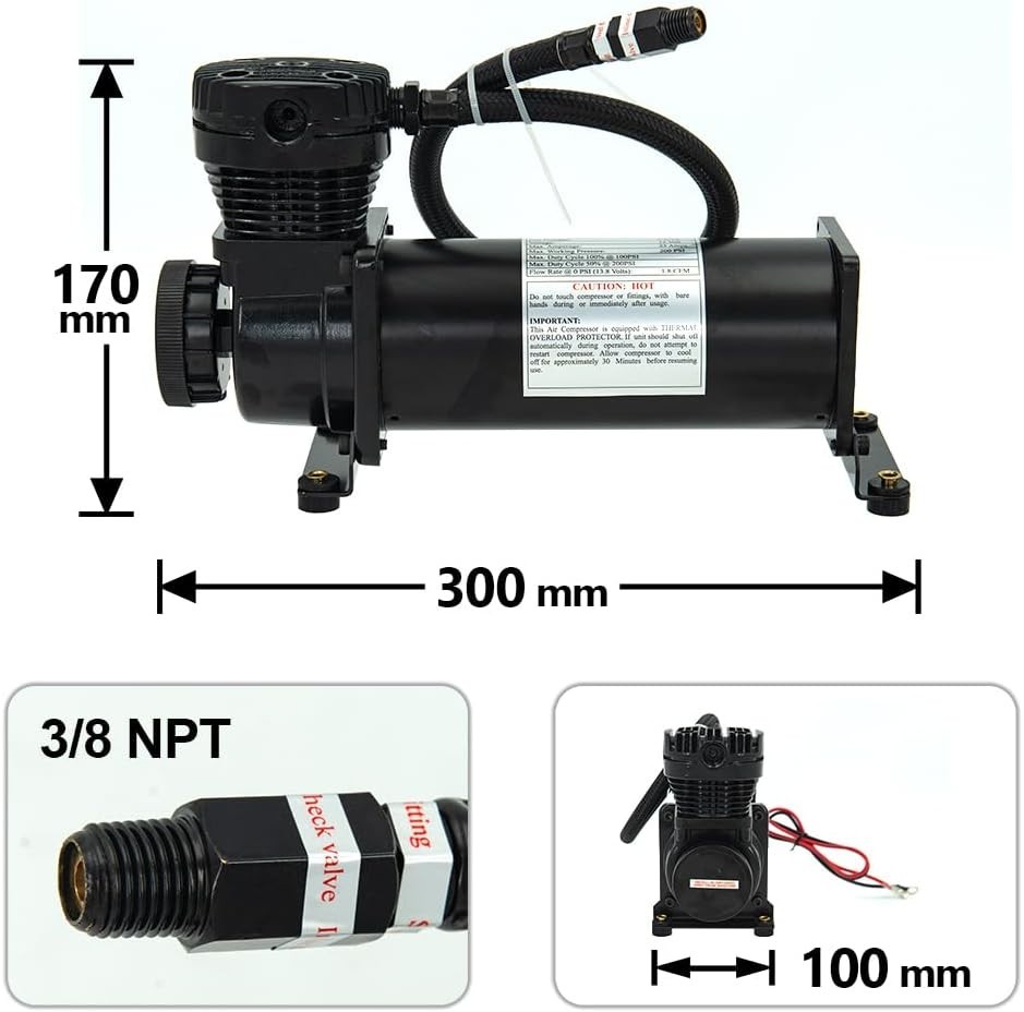 Durable 200 PSI Air Horn Compressor – Easy Install for Car & Truck Applications