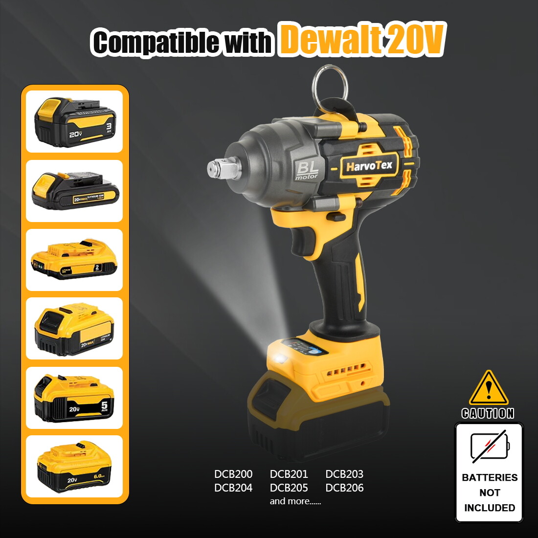 Cordless Impact Wrench 1/2inch Fit DeWalt 20V (No Battery), 1475Ft-lbs (2000N.m)