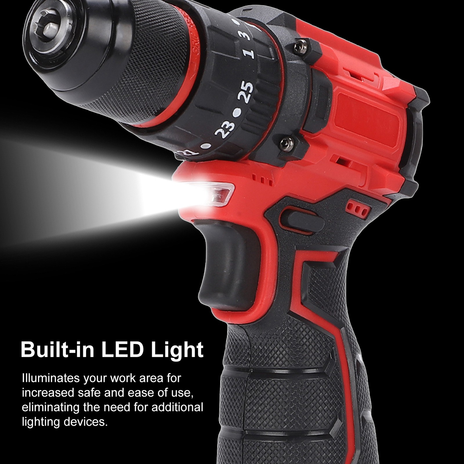 Cordless Drill Combo Kit Brushless Motor 3Pcs 1300mAh Batteries LED Light Drill