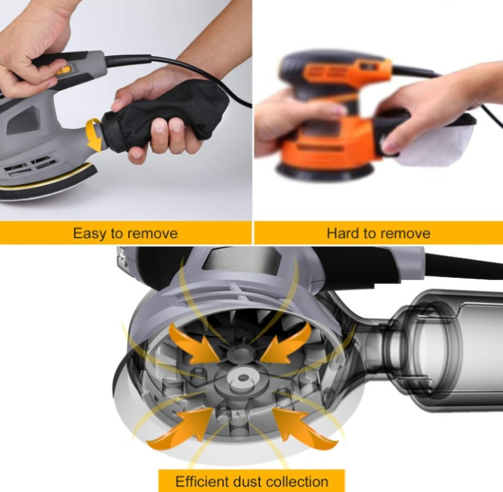 Lijadora Orbital 5 Pulgadas 2.5A 13000RPM 6 Velocidades con Aspiración, Nuevo