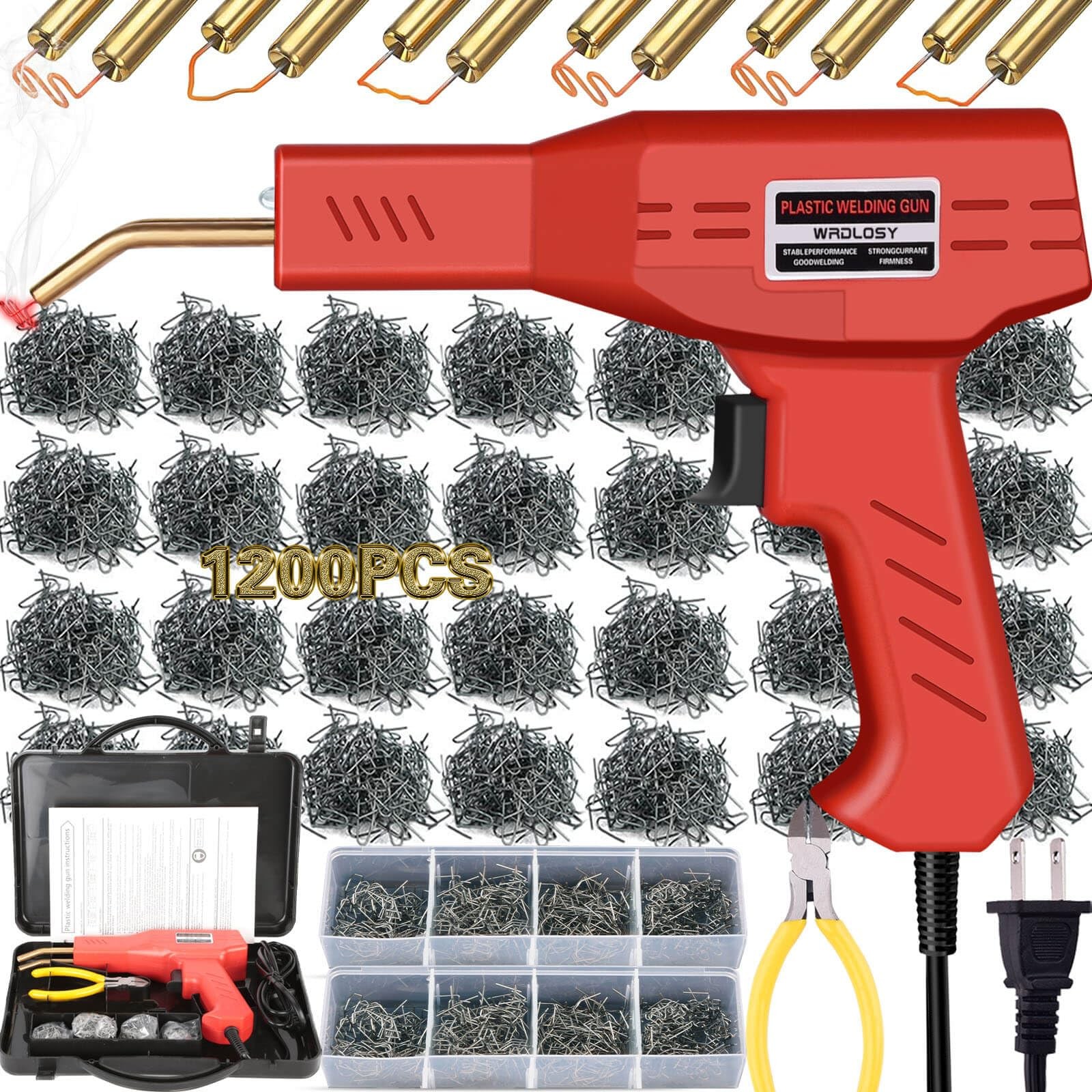 Plastic Welder Kit with 1200PCS Staples Hot Stapler for Auto Bumper Repair Tool