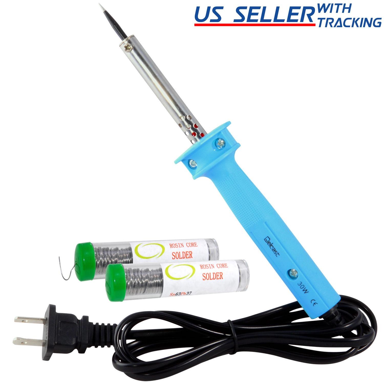 30W Pencil Tip Soldering Iron w/ 2x Tubes of Solder 63/37, 0.6mm (12.5g each)