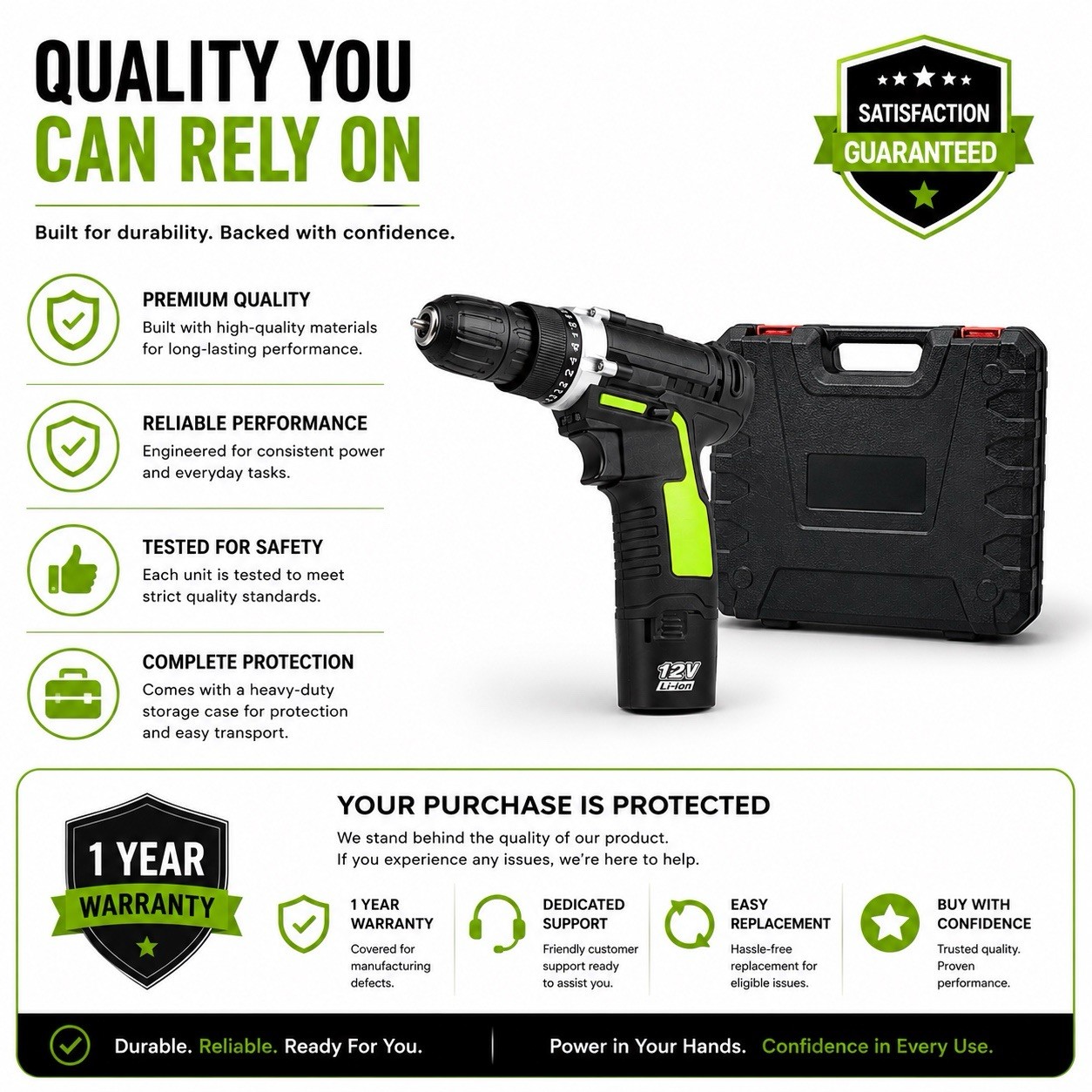 12v cordless drill Driver Kit With Battery, Charger Y Carry Case 2 Speed