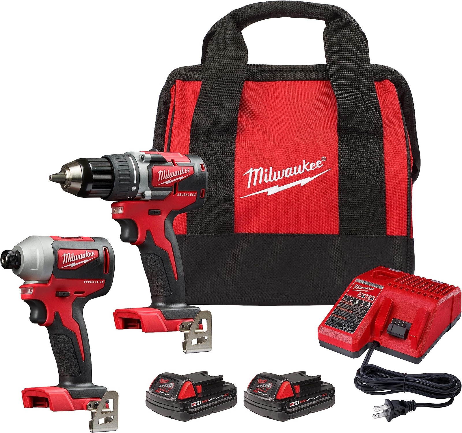 Milwaukee 2697-22 M18 18-Volt Lithium-Ion Cordless Hammer Black Red